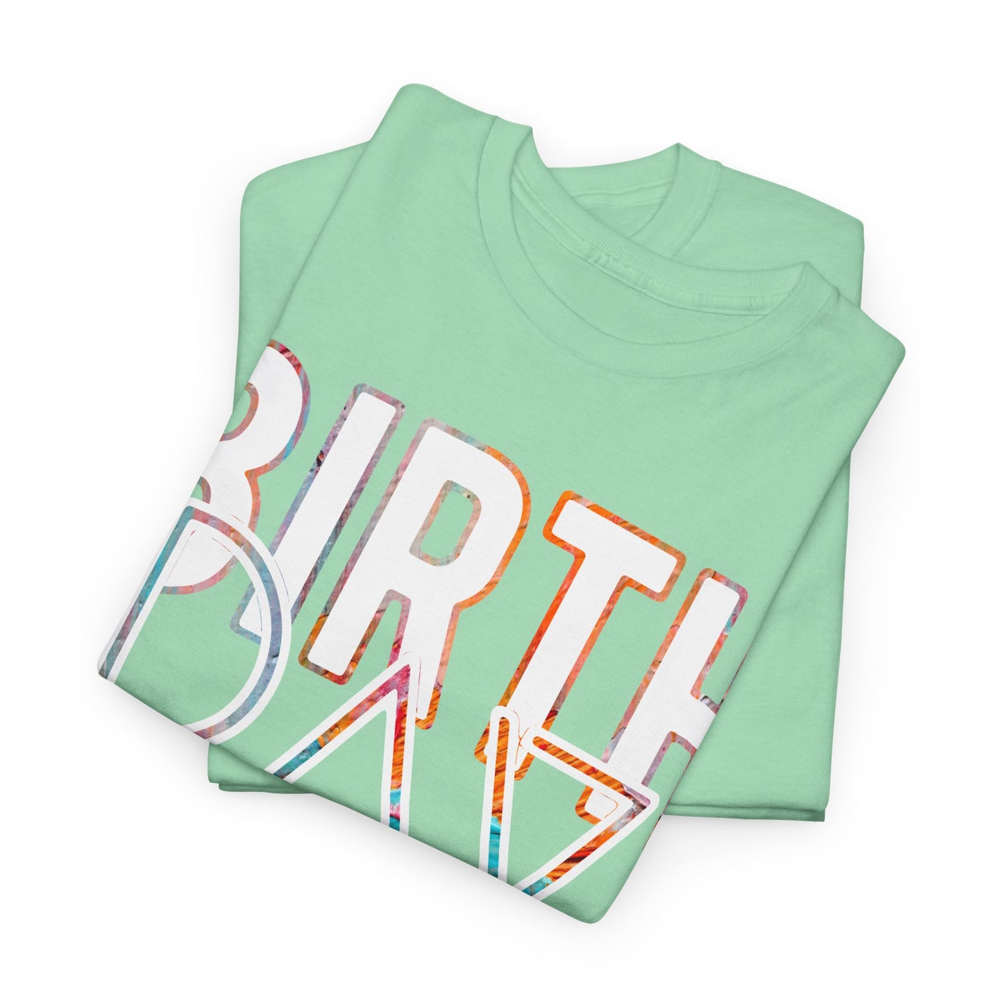 Birthday Girl White And Multicoloured Pattern Unisex Heavy Cotton Tee