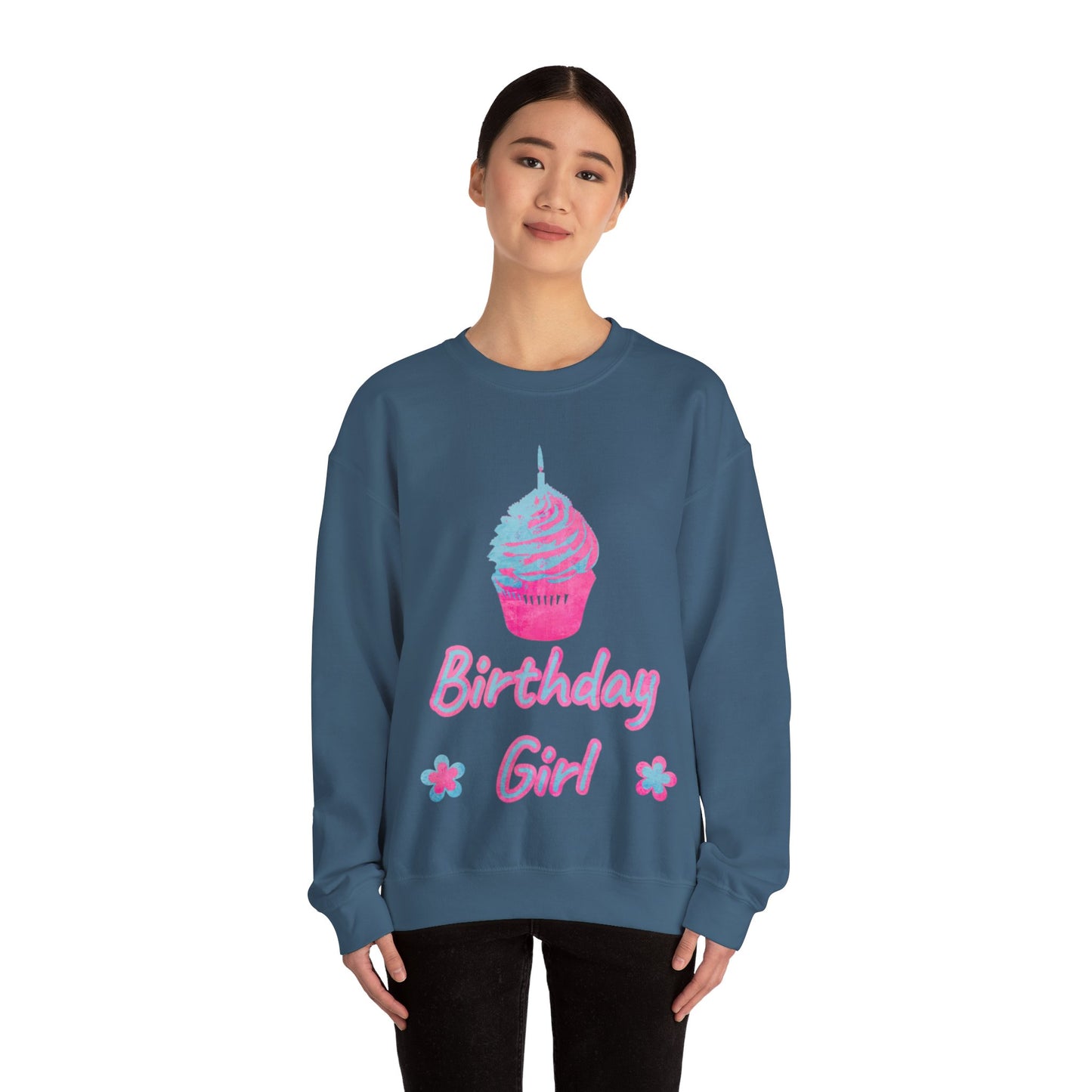 Birthday Girl Blue and Pink Unisex Heavy Blend™ Crewneck Sweatshirt