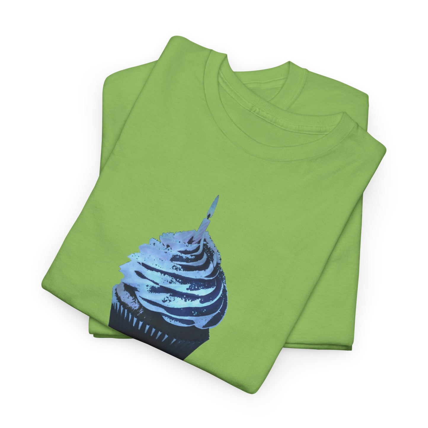 Birthday Boy Cupcake Blue Faded Design Unisex Heavy Cotton Tee