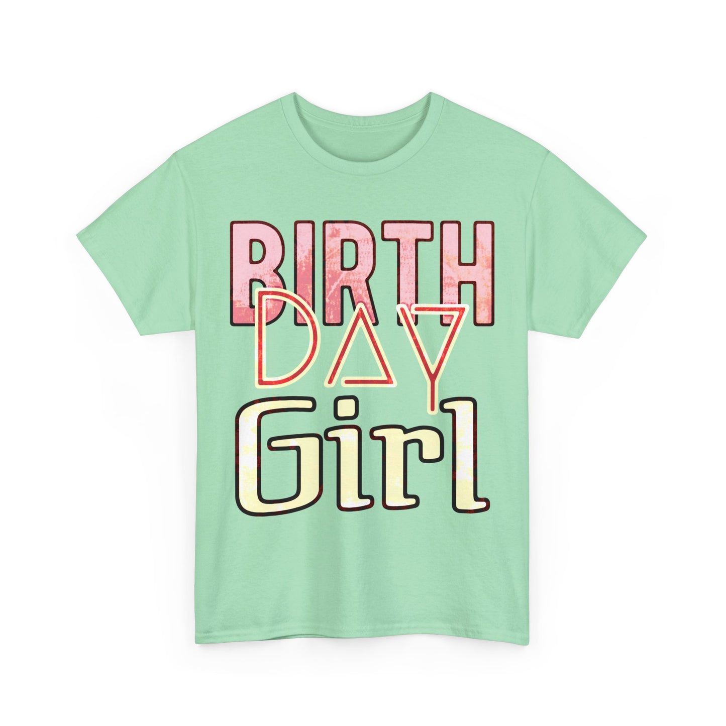 Birthday Girl Pink Washed Grunge Look Unisex Heavy Cotton Tee