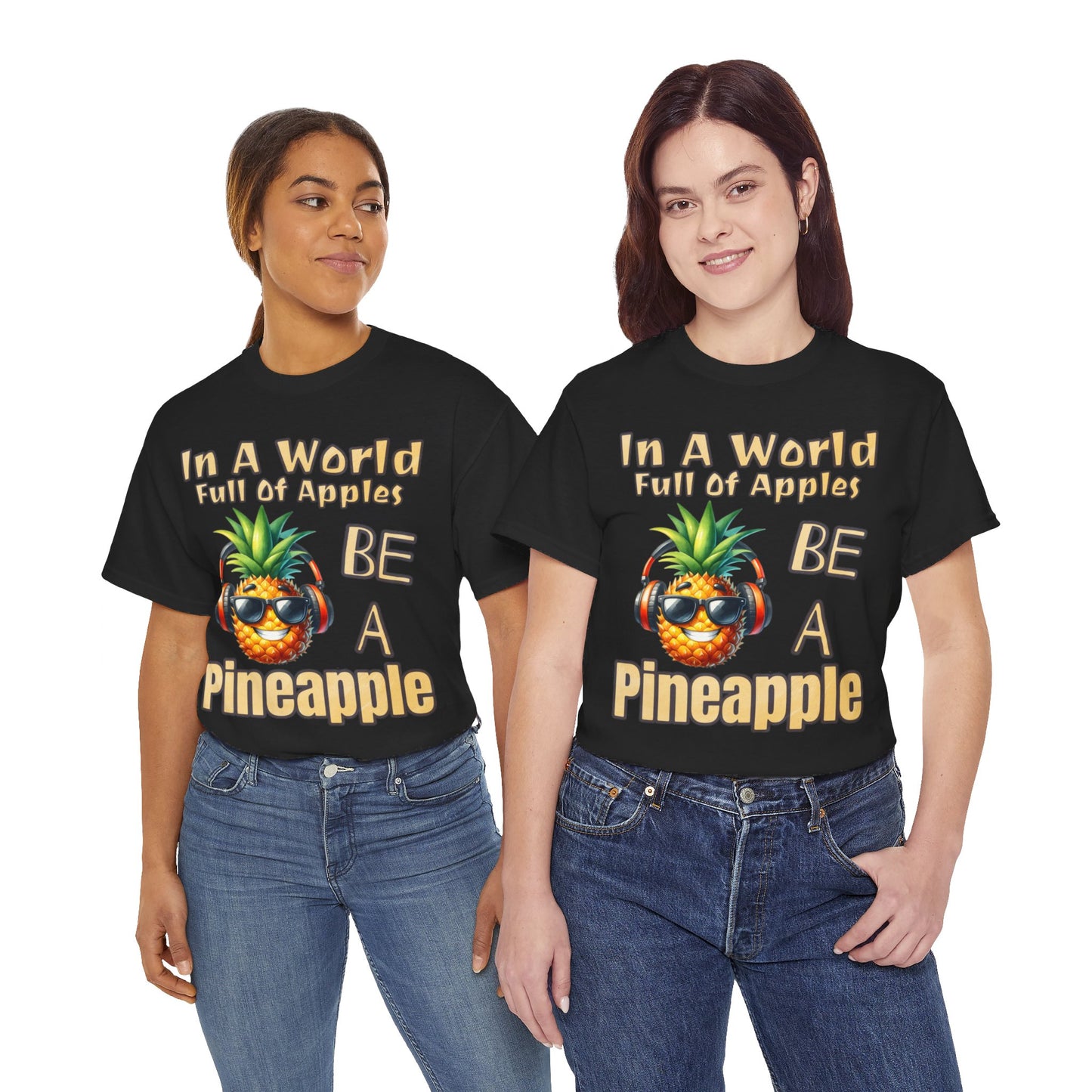 Cool Pineapple Music Headphones Unisex Heavy Cotton Tee