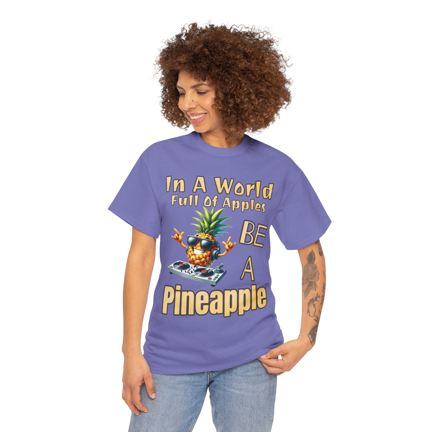 Cool Pineapple DJ Music Decks Unisex Heavy Cotton Tee