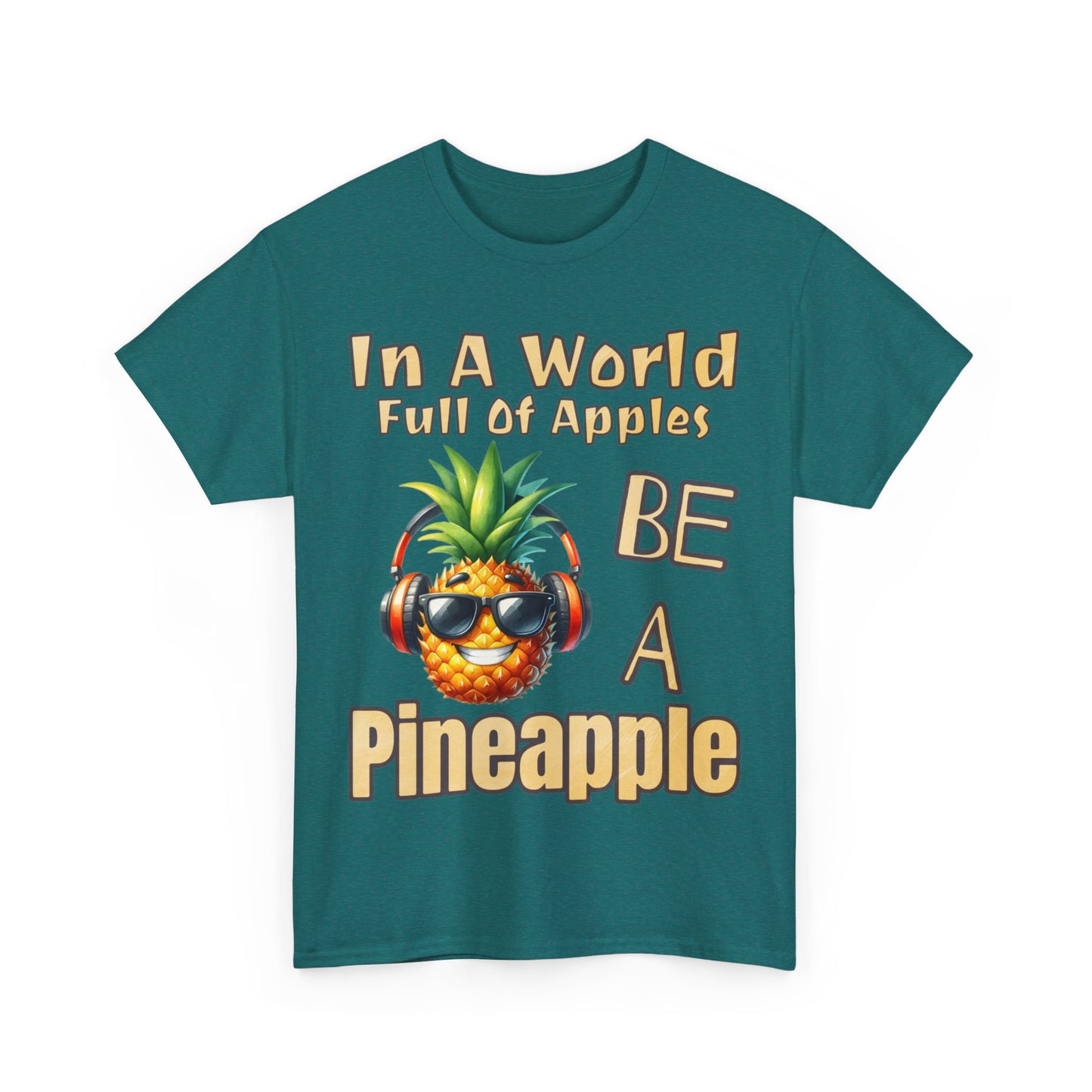 Cool Pineapple Music Headphones Unisex Heavy Cotton Tee