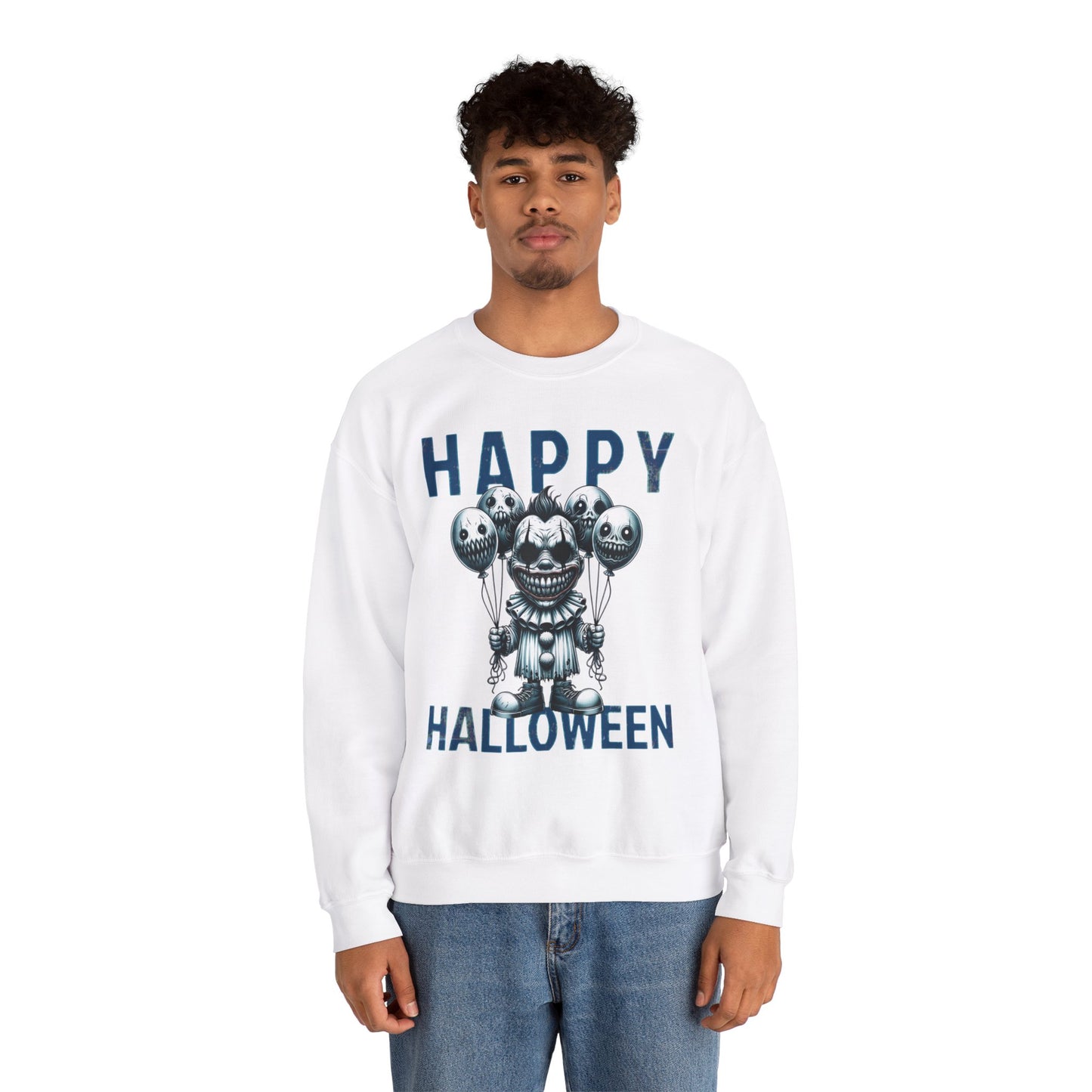 Creepy Scary Clown With Clown Balloons Happy Halloween Sweatshirt