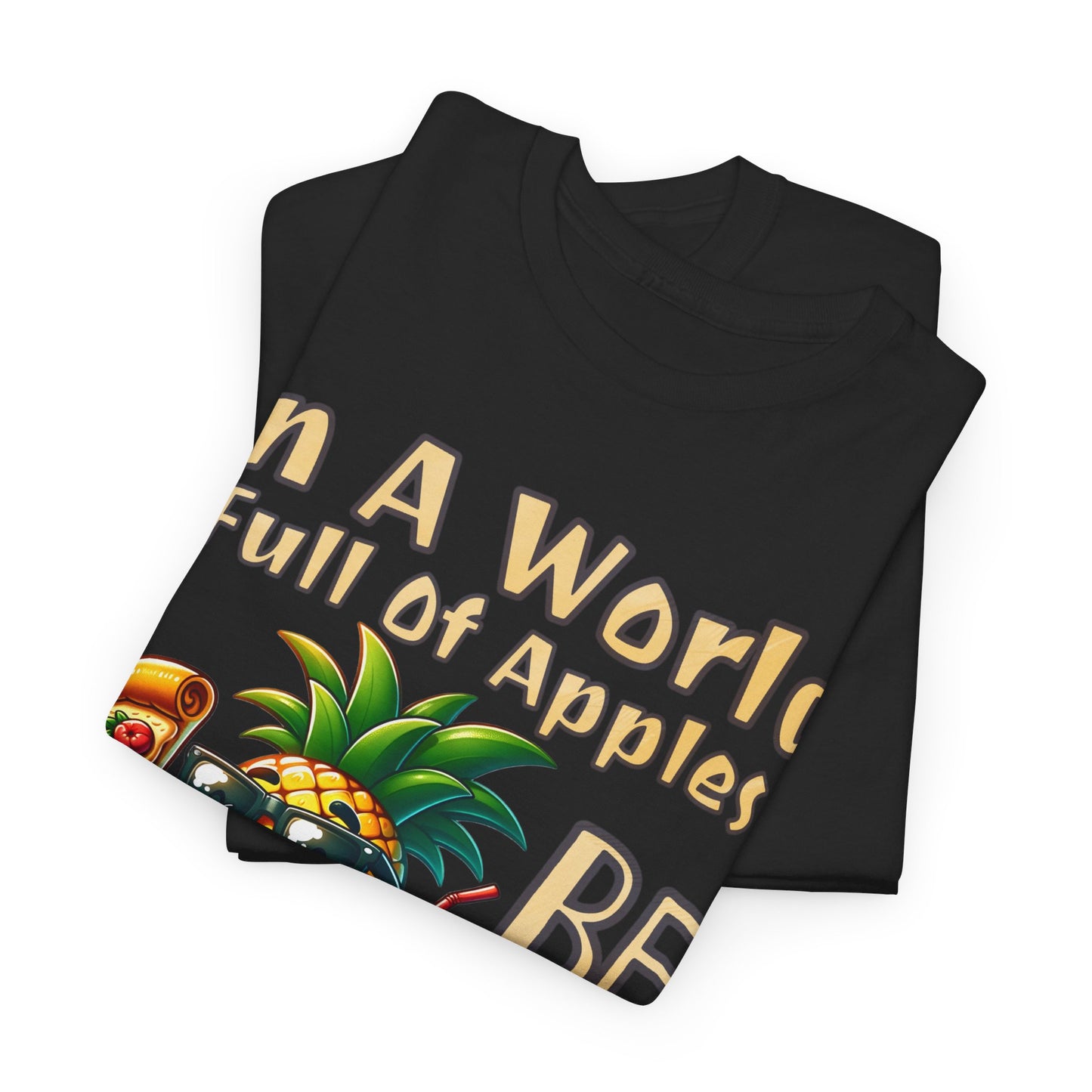 Cool Pineapple With Pizza Slice & Cocktail Unisex Heavy Cotton Tee