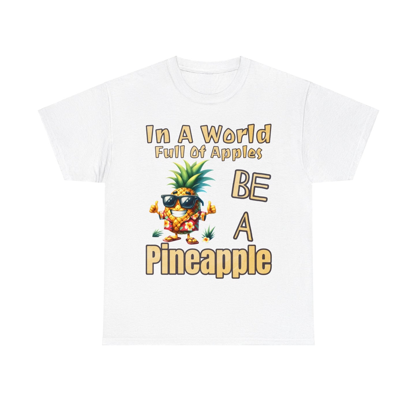 Cool Pineapple With Flower Shirt Unisex Heavy Cotton Tee