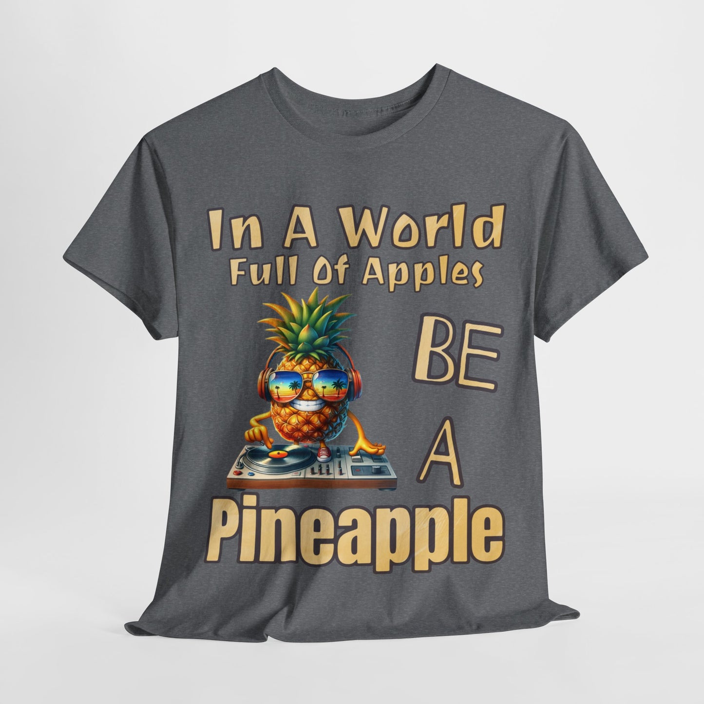 Cool Pineapple DJ Beach Reflection Shades Unisex Heavy Cotton Tee