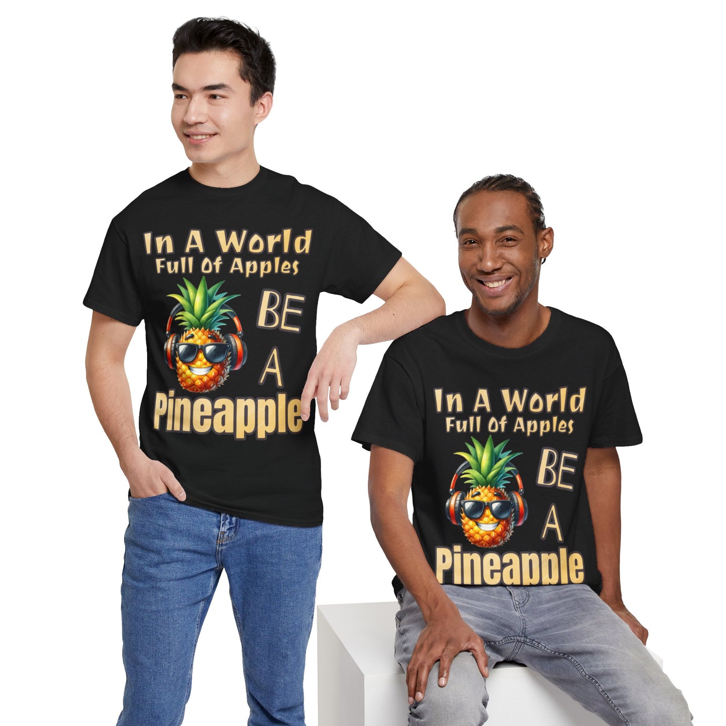 Cool Pineapple Music Headphones Unisex Heavy Cotton Tee