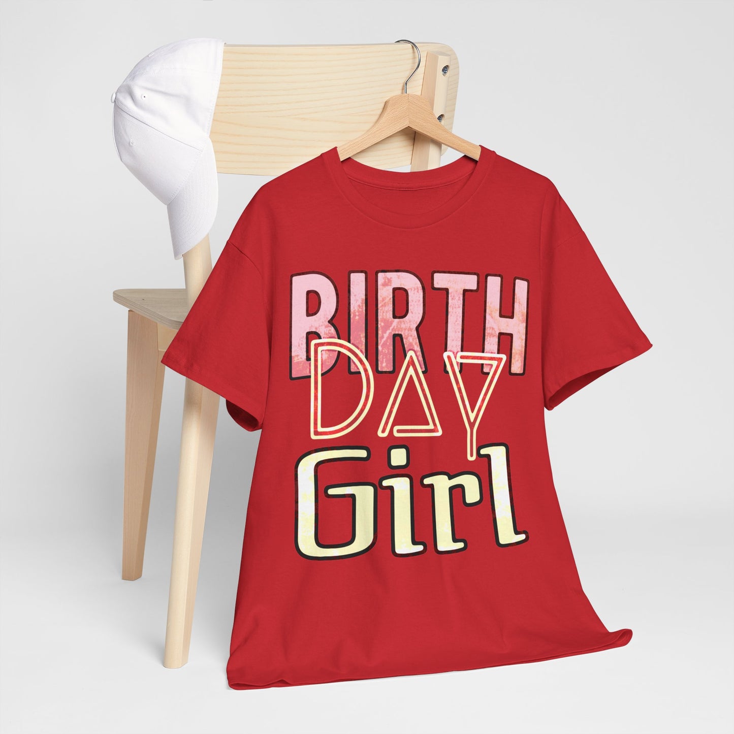 Birthday Girl Pink Washed Grunge Look Unisex Heavy Cotton Tee