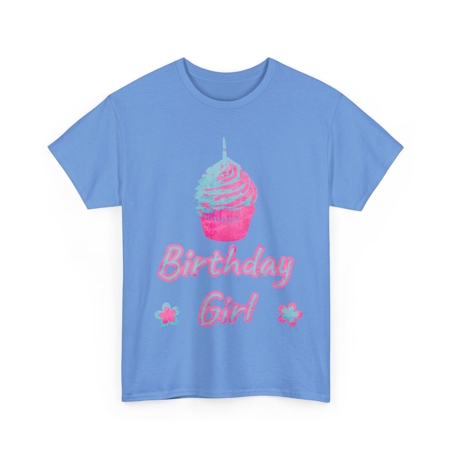 Birthday Girl Blue & Pink Cupcake Unisex Heavy Cotton Tee