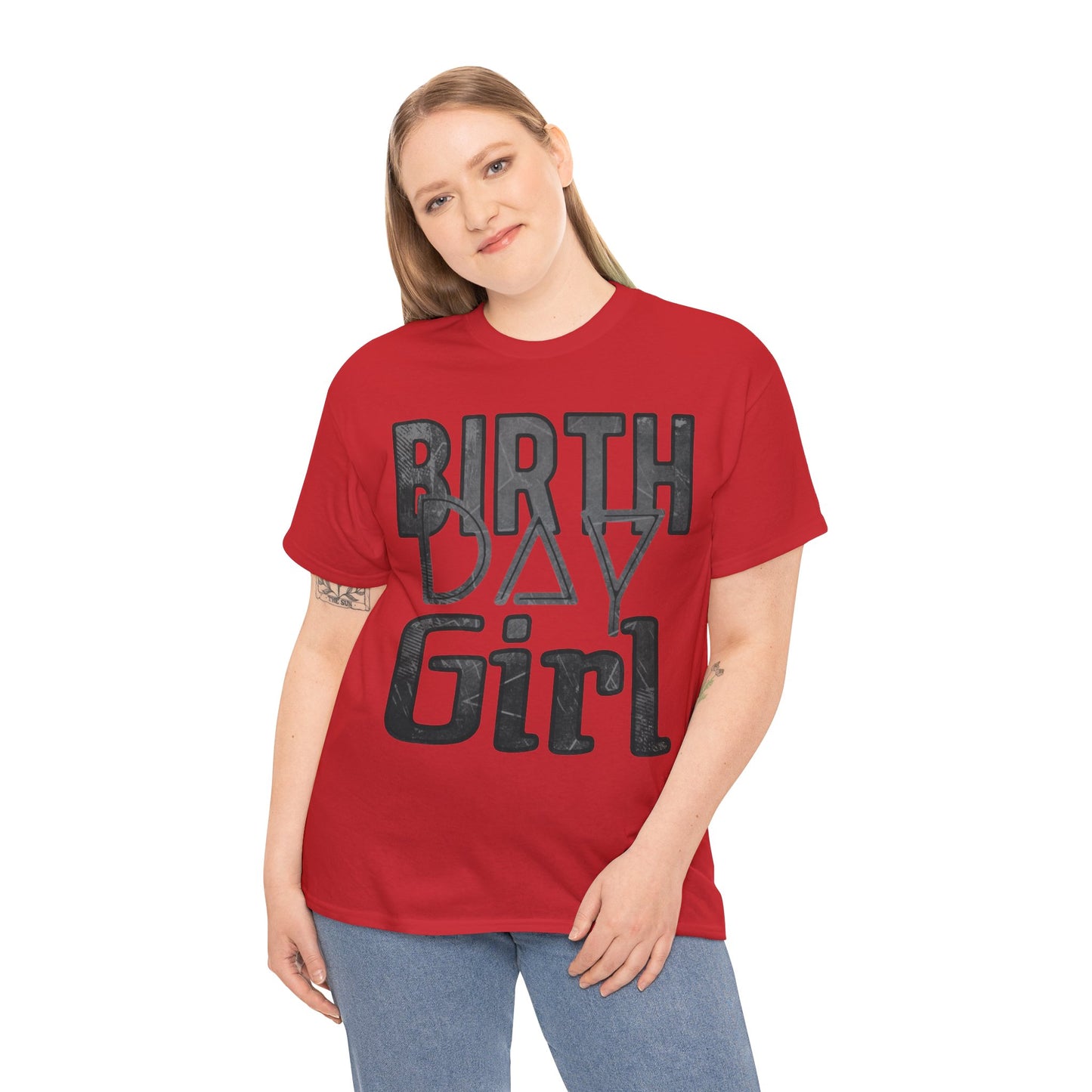 Birthday Girl Dark Grey Grunge Look Unisex Heavy Cotton Tee