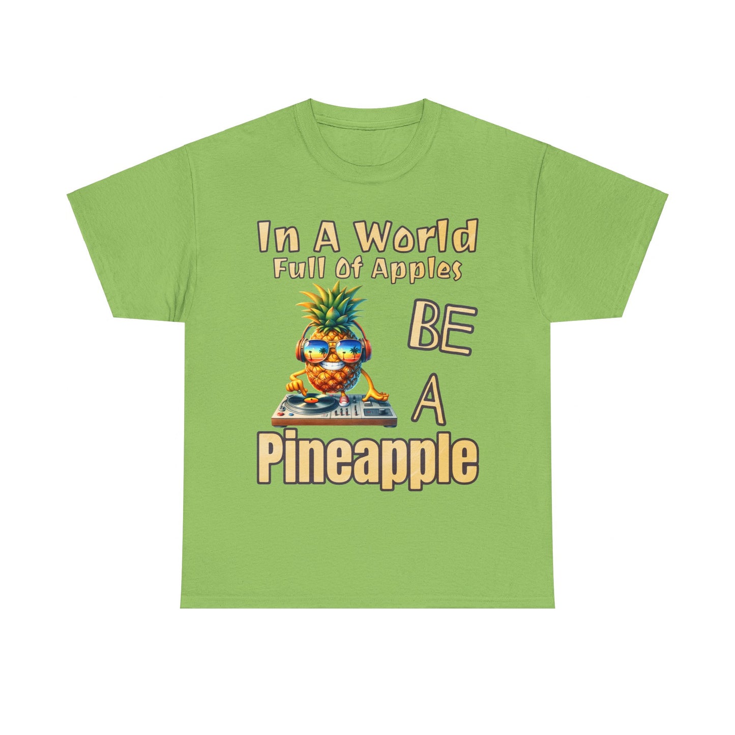 Cool Pineapple DJ Beach Reflection Shades Unisex Heavy Cotton Tee