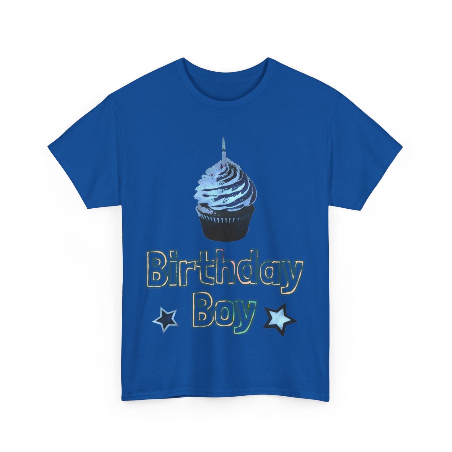 Birthday Boy Cupcake Blue Faded Design Unisex Heavy Cotton Tee