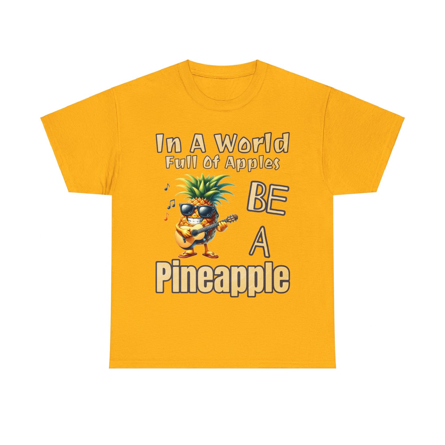 Cool Pineapple Playing Guitar Unisex Heavy Cotton Tee