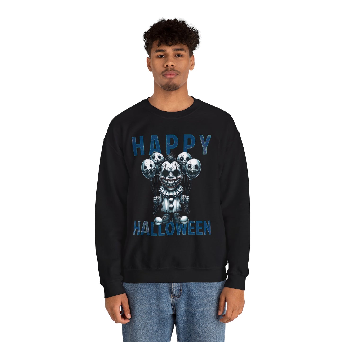 Creepy Scary Clown With Clown Balloons Happy Halloween Sweatshirt