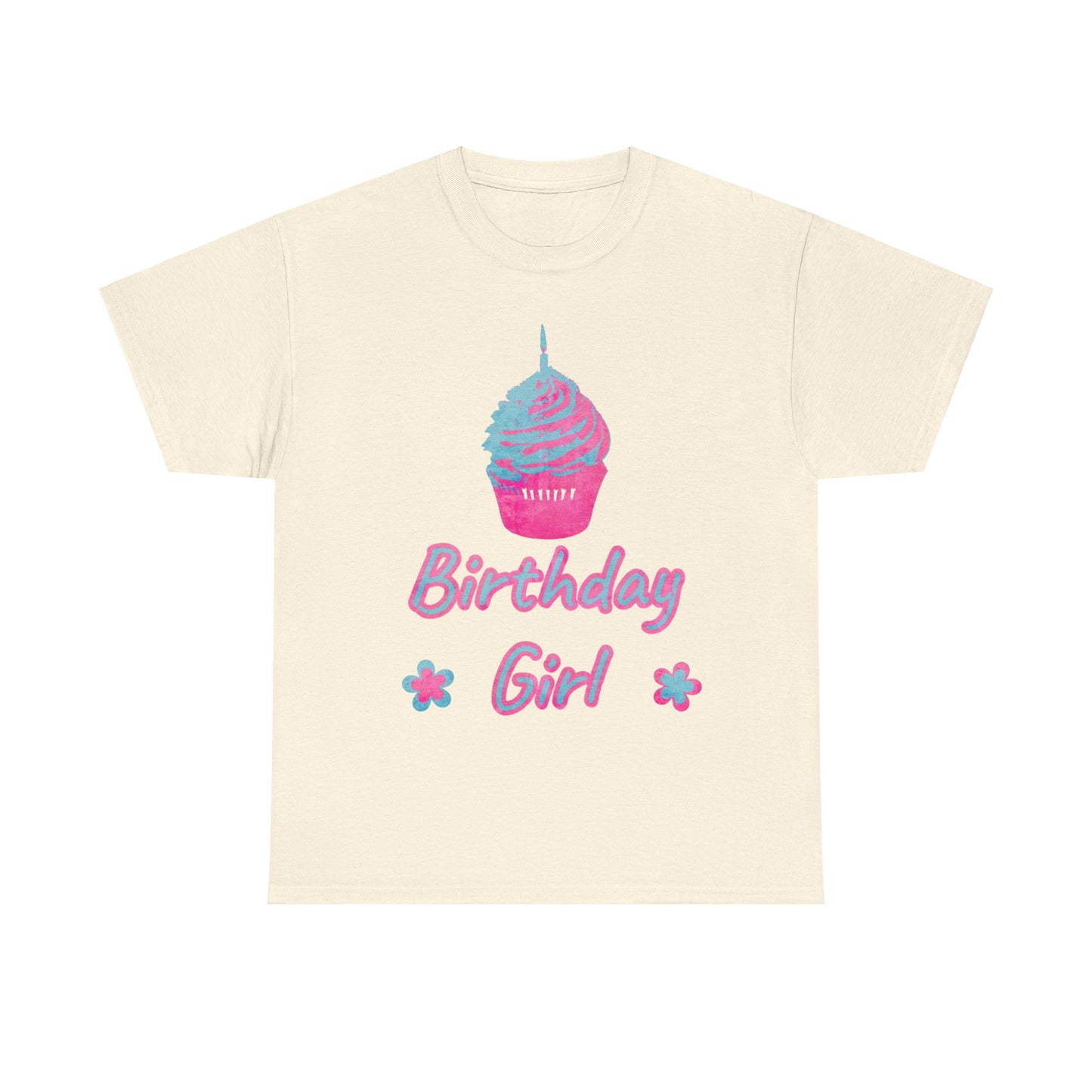 Birthday Girl Blue & Pink Cupcake Unisex Heavy Cotton Tee