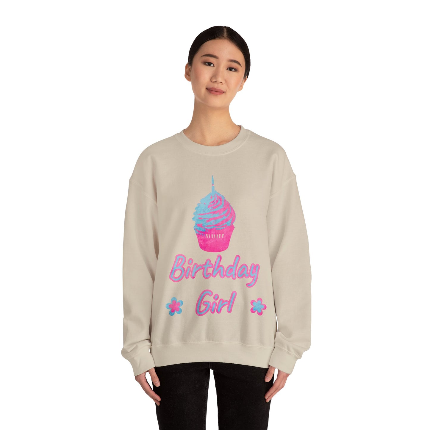 Birthday Girl Blue and Pink Unisex Heavy Blend™ Crewneck Sweatshirt