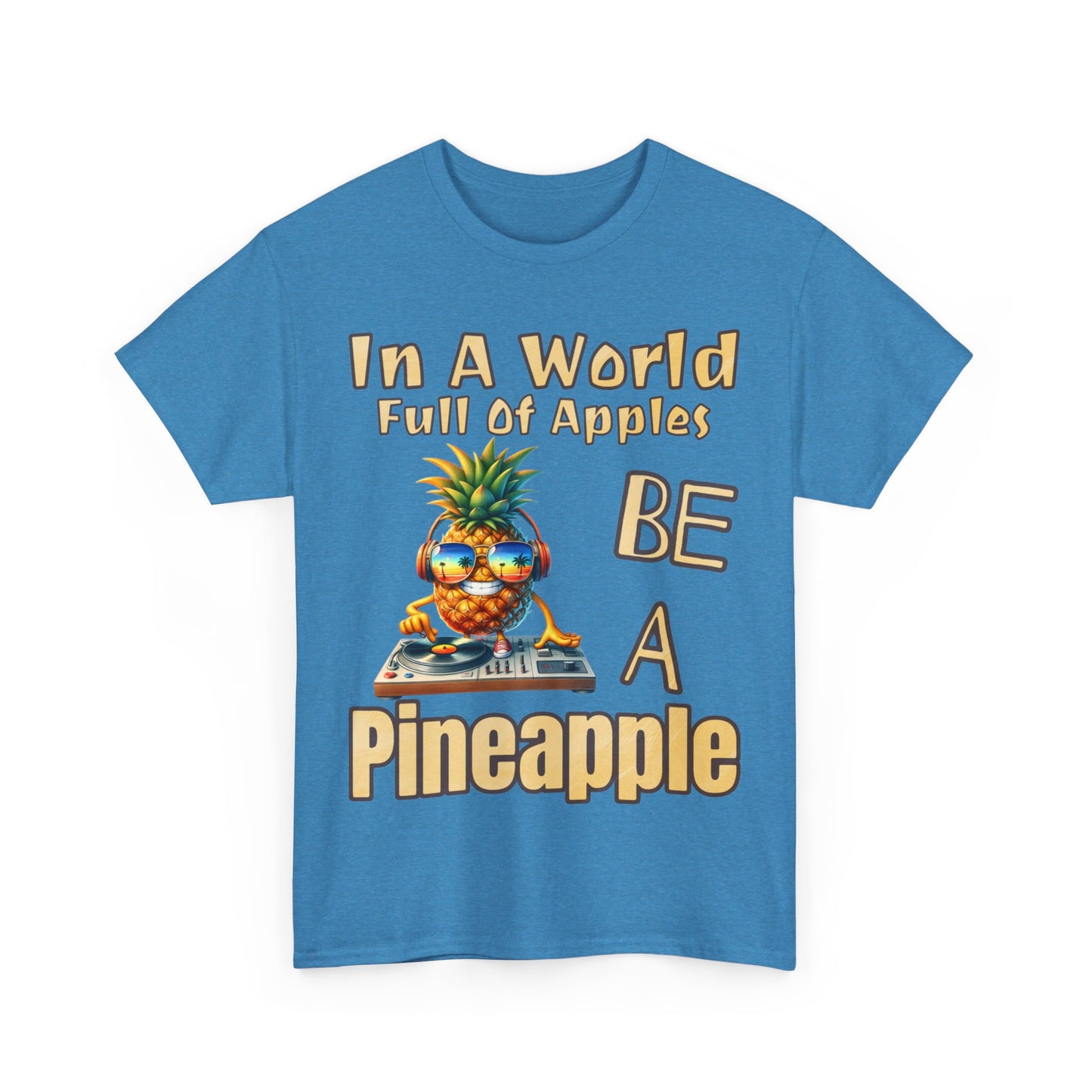 Cool Pineapple DJ Beach Reflection Shades Unisex Heavy Cotton Tee