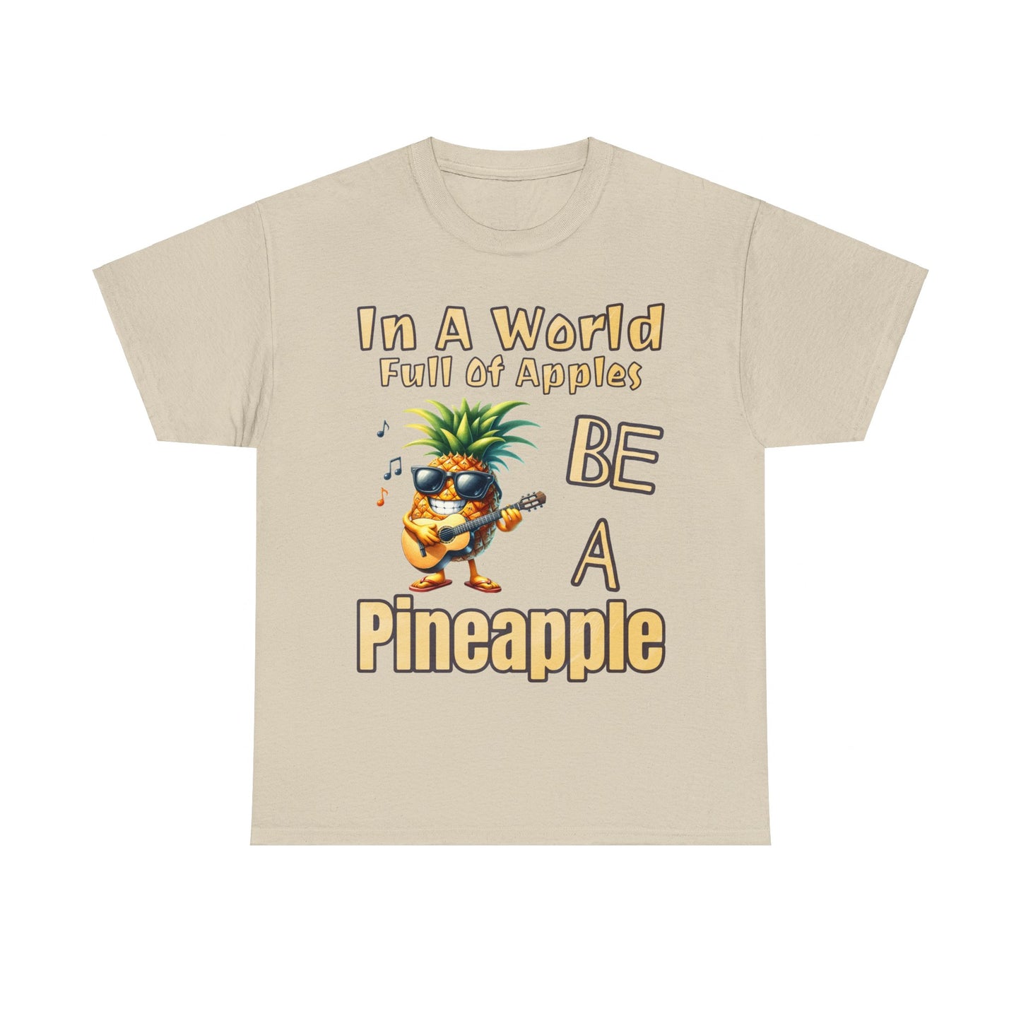 Cool Pineapple Playing Guitar Unisex Heavy Cotton Tee