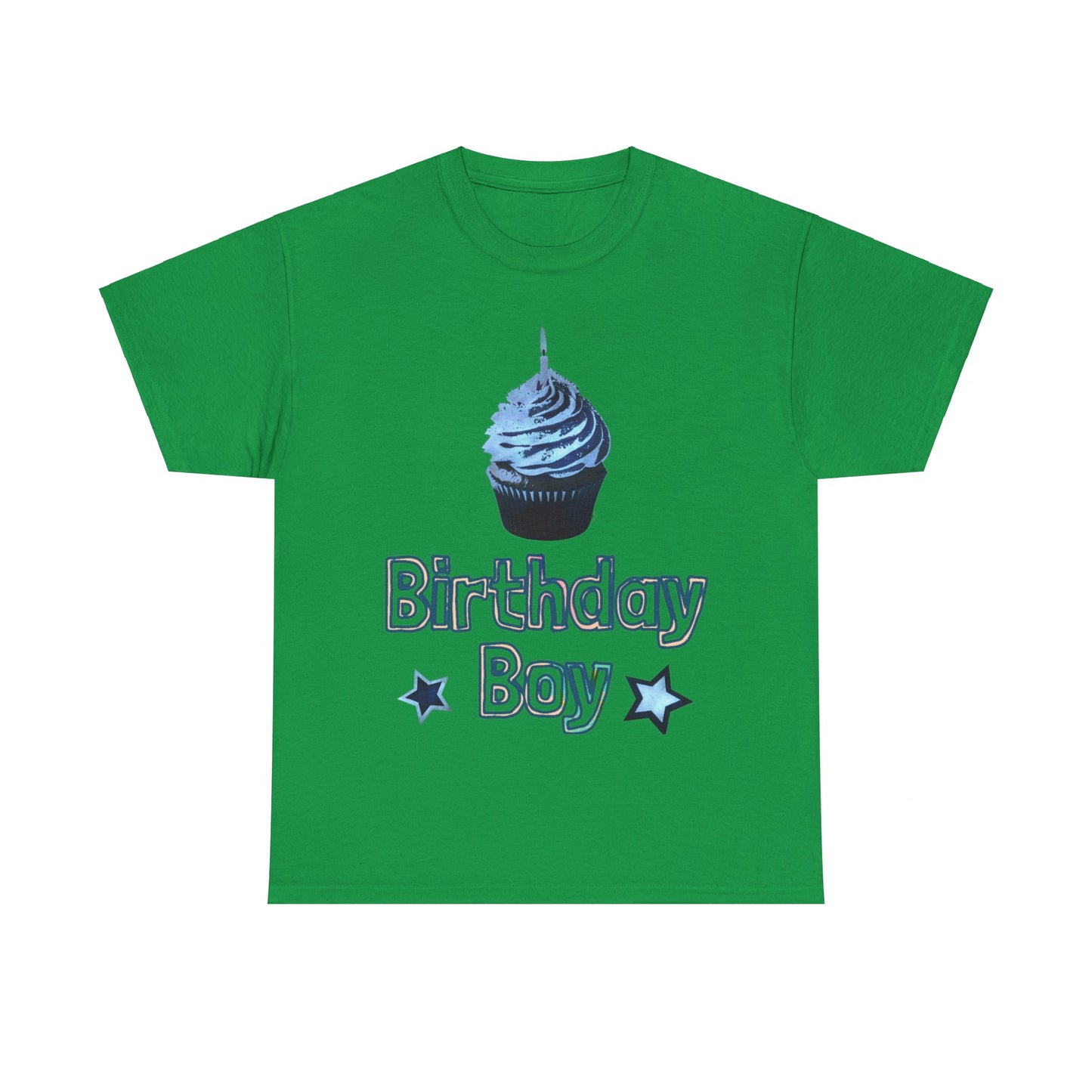 Birthday Boy Cupcake Blue Faded Design Unisex Heavy Cotton Tee