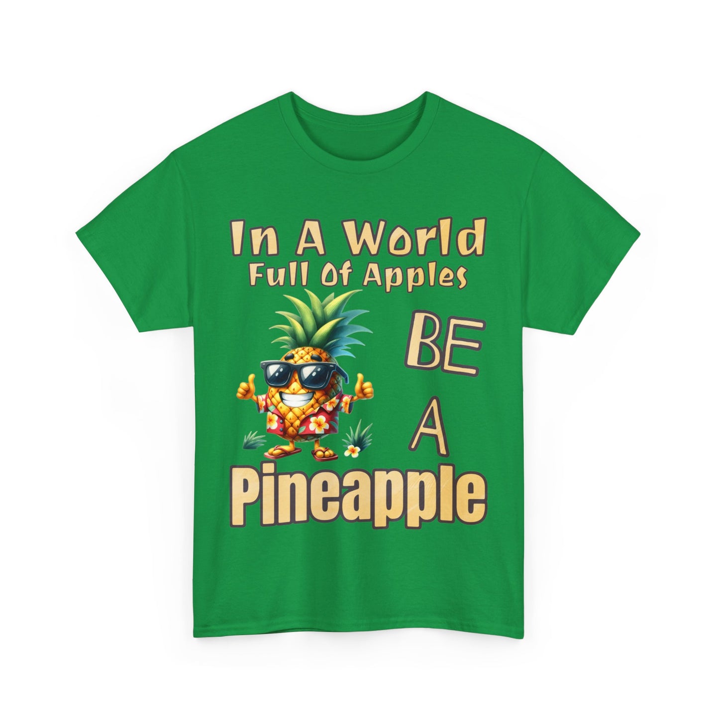 Cool Pineapple With Flower Shirt Unisex Heavy Cotton Tee