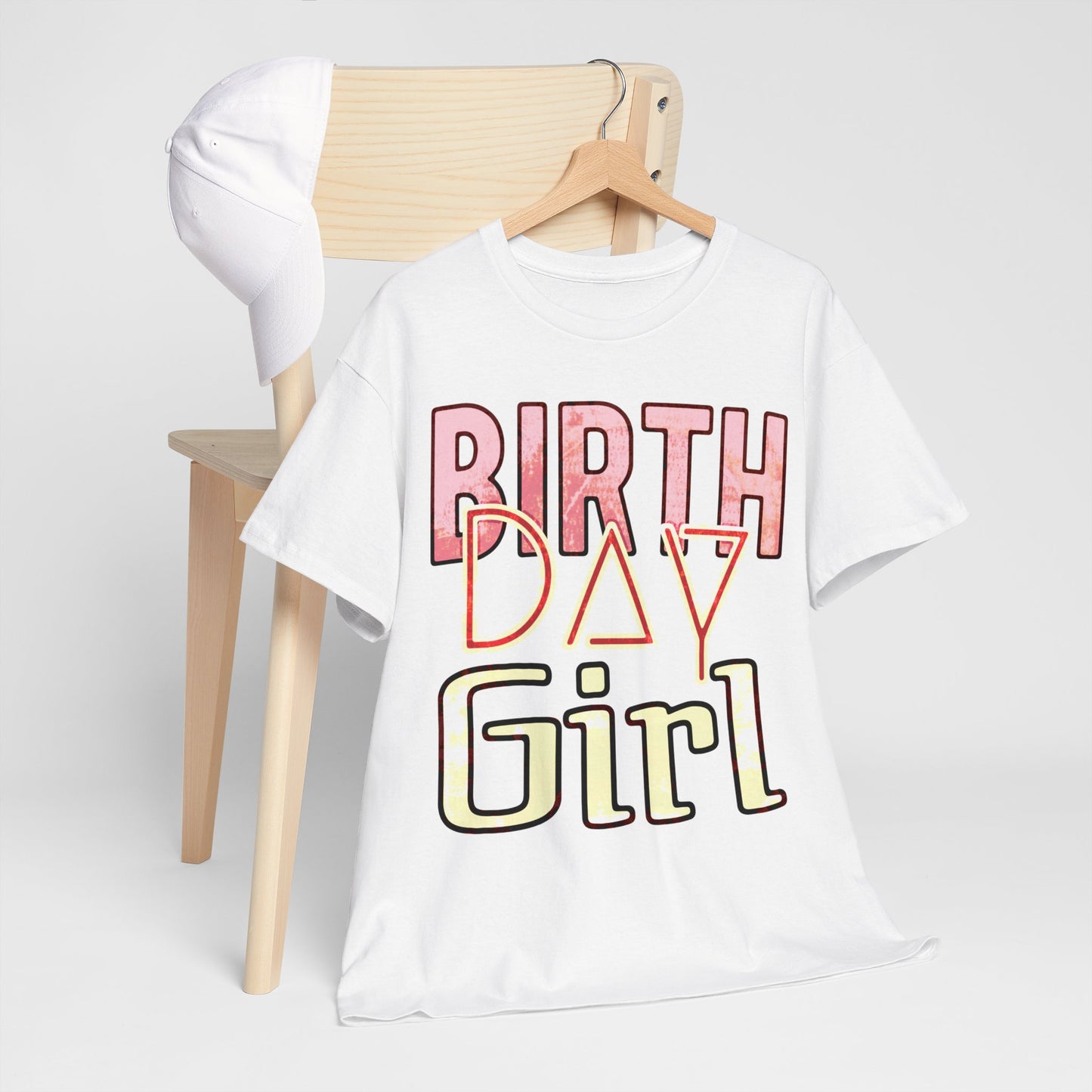 Birthday Girl Pink Washed Grunge Look Unisex Heavy Cotton Tee