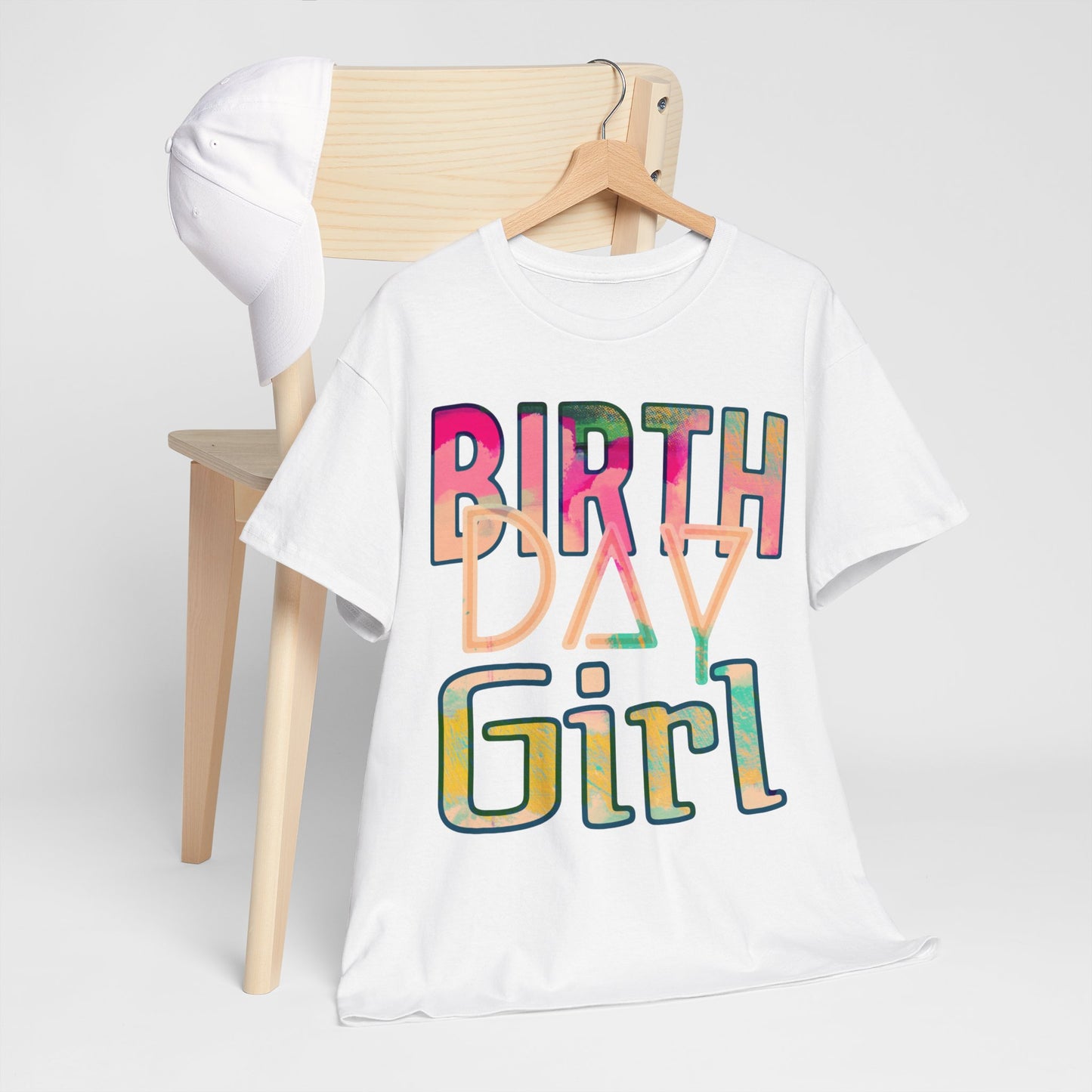 Birthday Girl Pink Street Art Unisex Heavy Cotton Tee