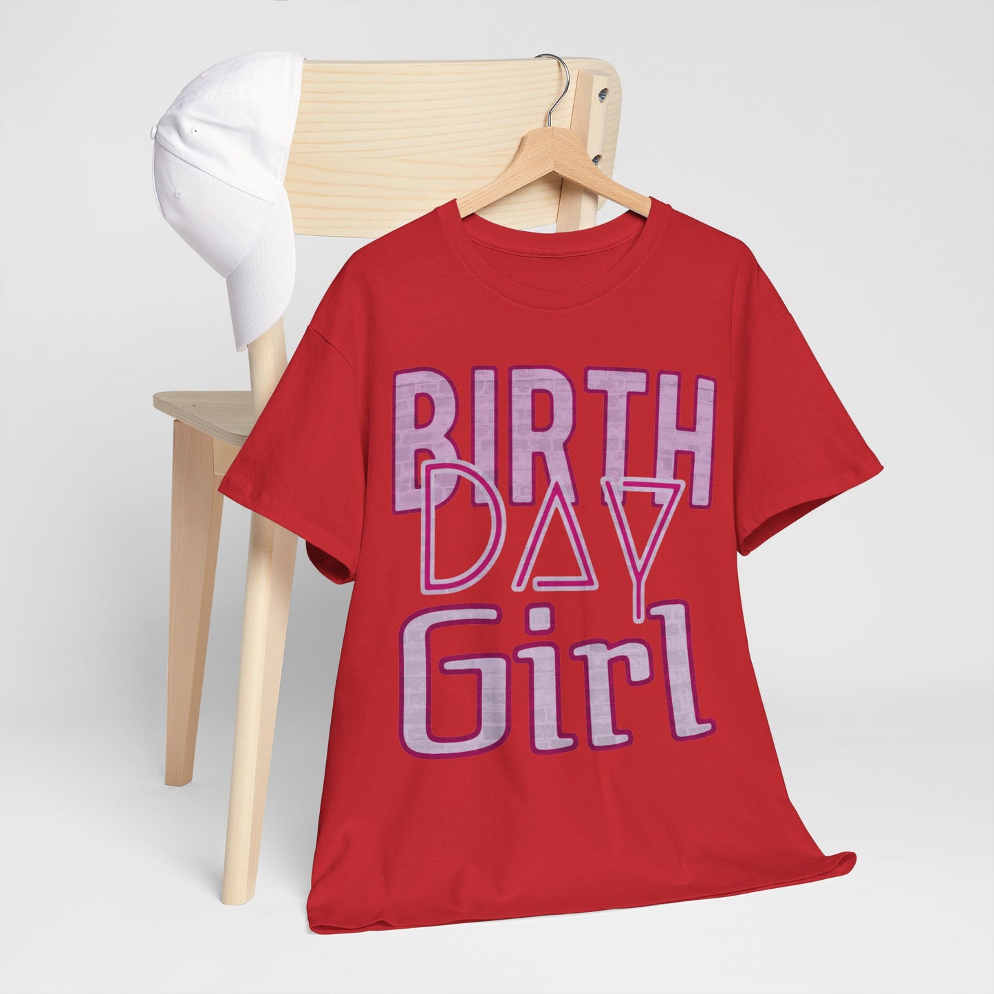 Birthday Girl Pink Brick Wall Grunge Look Unisex Heavy Cotton Tee