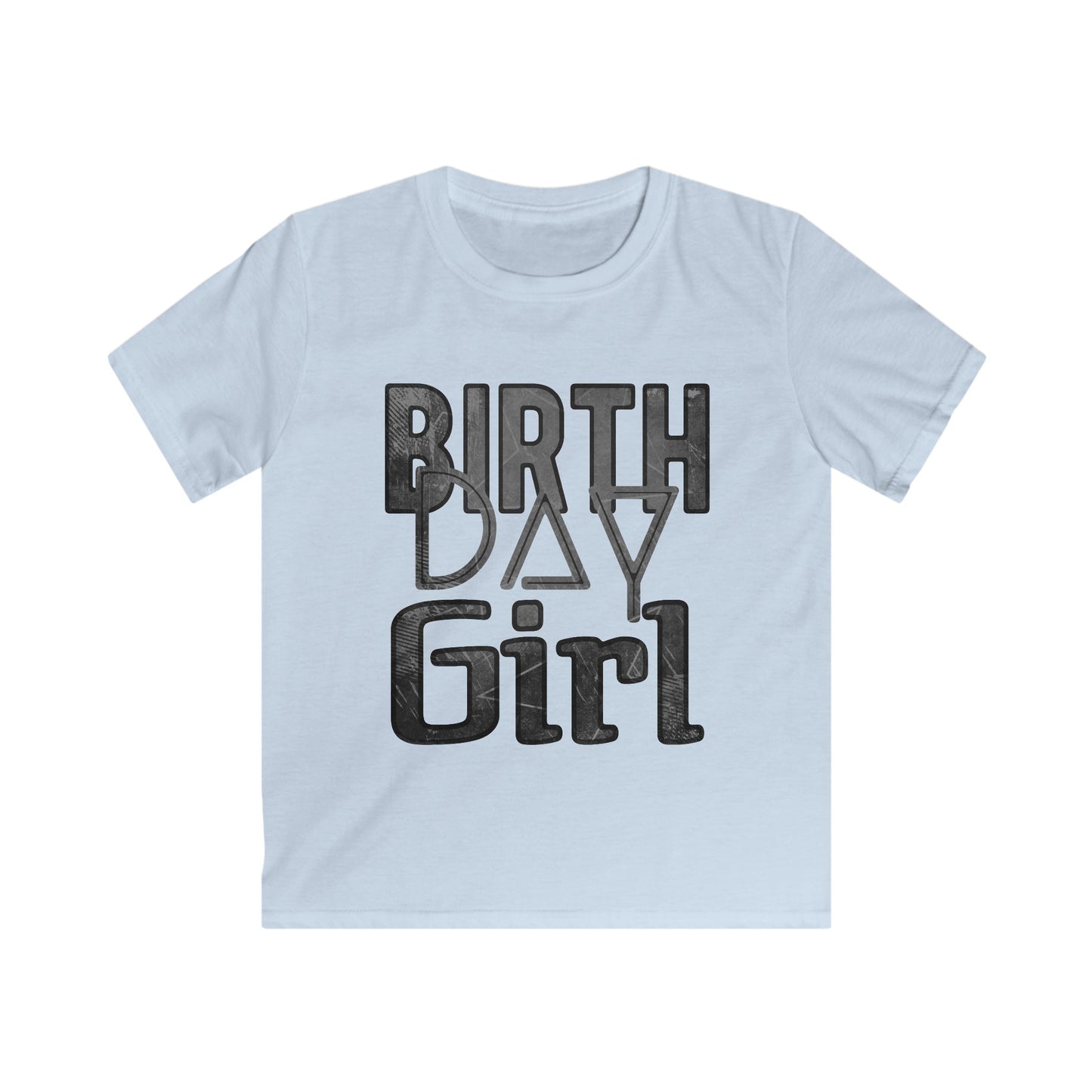 Birthday Girl Dark Grey Grunge Look Kids Softstyle Tee