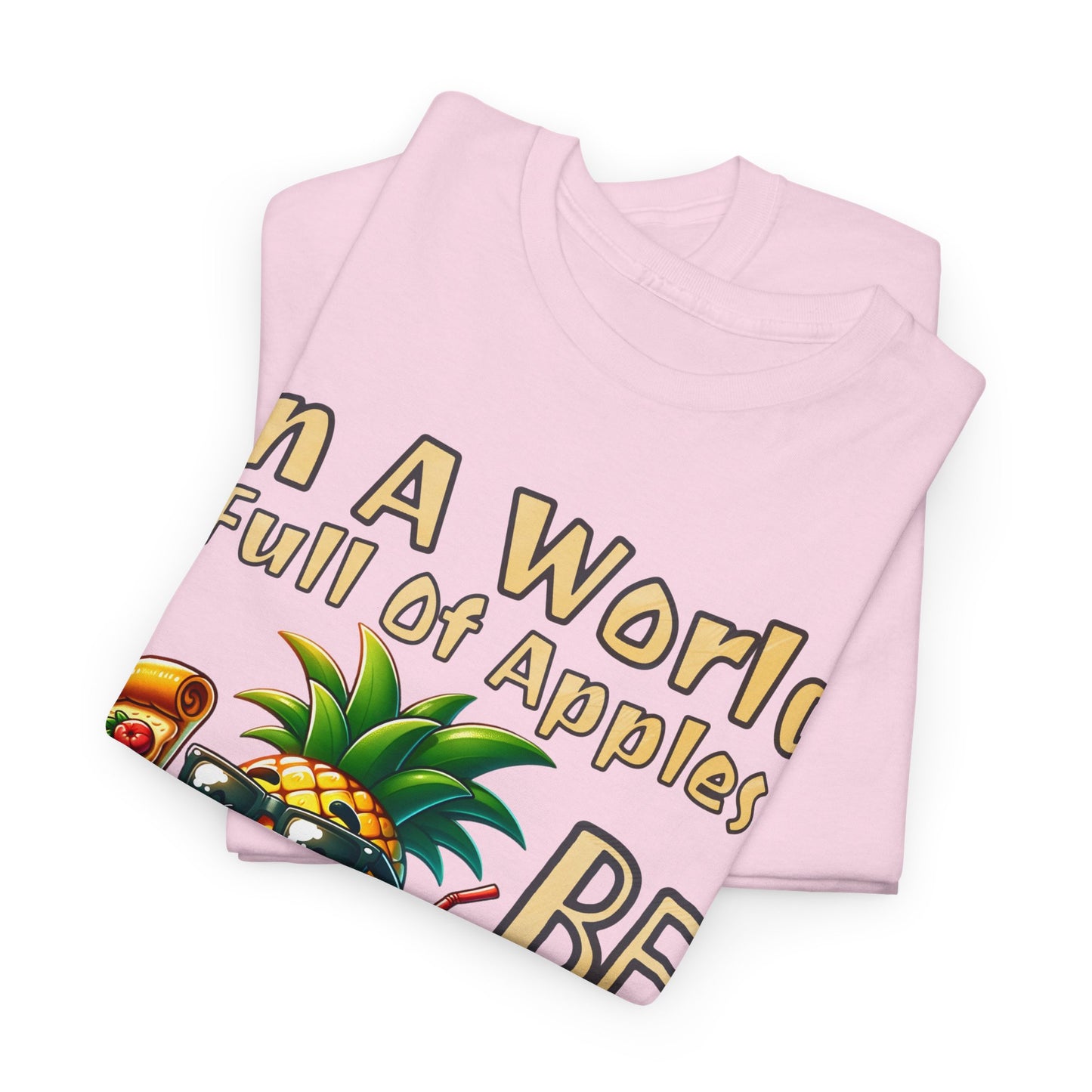 Cool Pineapple With Pizza Slice & Cocktail Unisex Heavy Cotton Tee