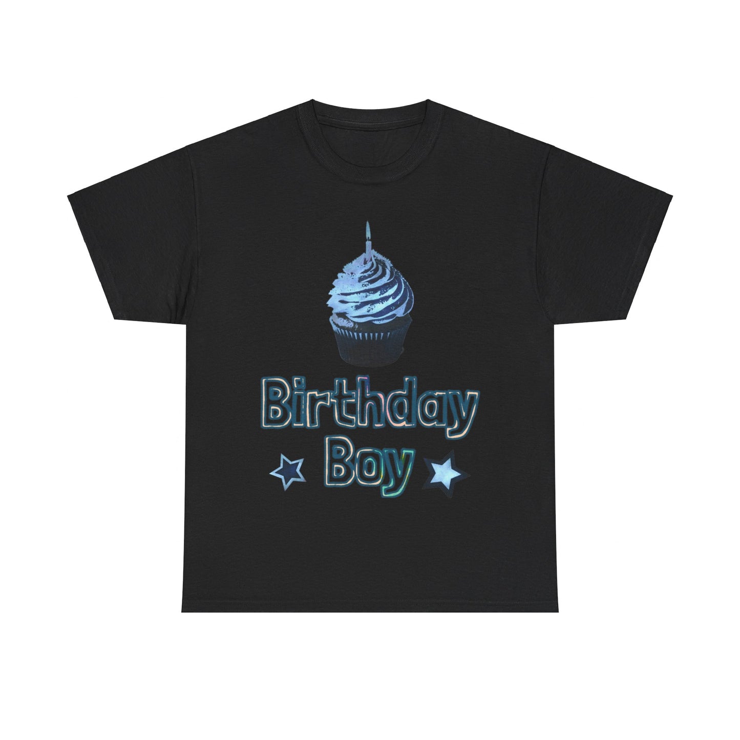 Birthday Boy Cupcake Blue Faded Design Unisex Heavy Cotton Tee