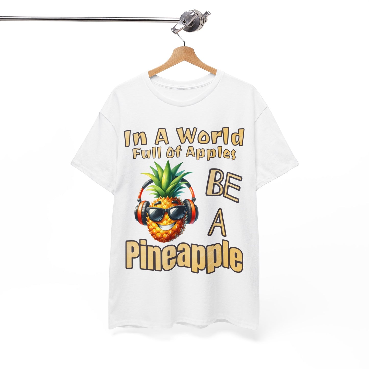 Cool Pineapple Music Headphones Unisex Heavy Cotton Tee