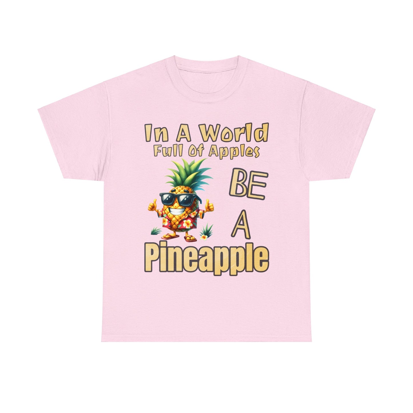 Cool Pineapple With Flower Shirt Unisex Heavy Cotton Tee