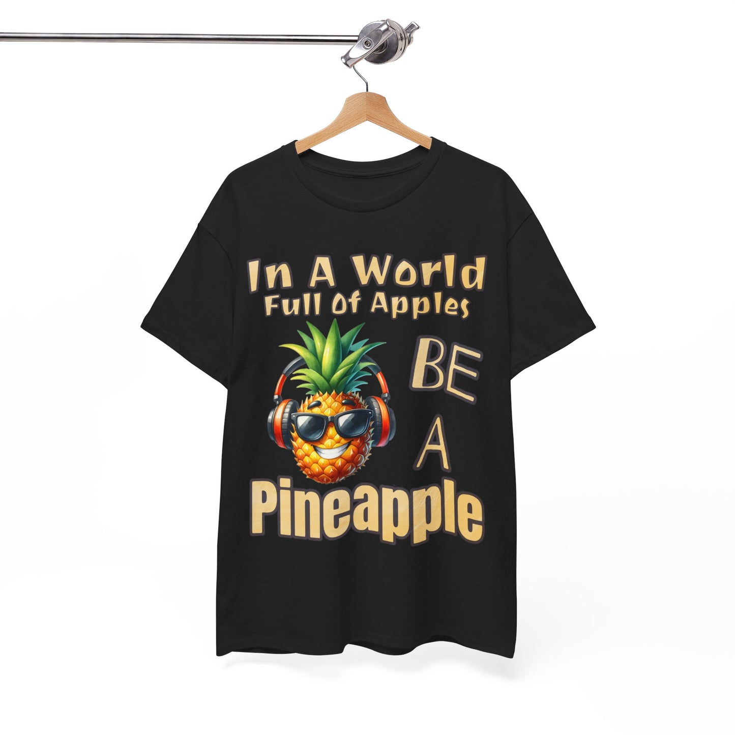 Cool Pineapple Music Headphones Unisex Heavy Cotton Tee