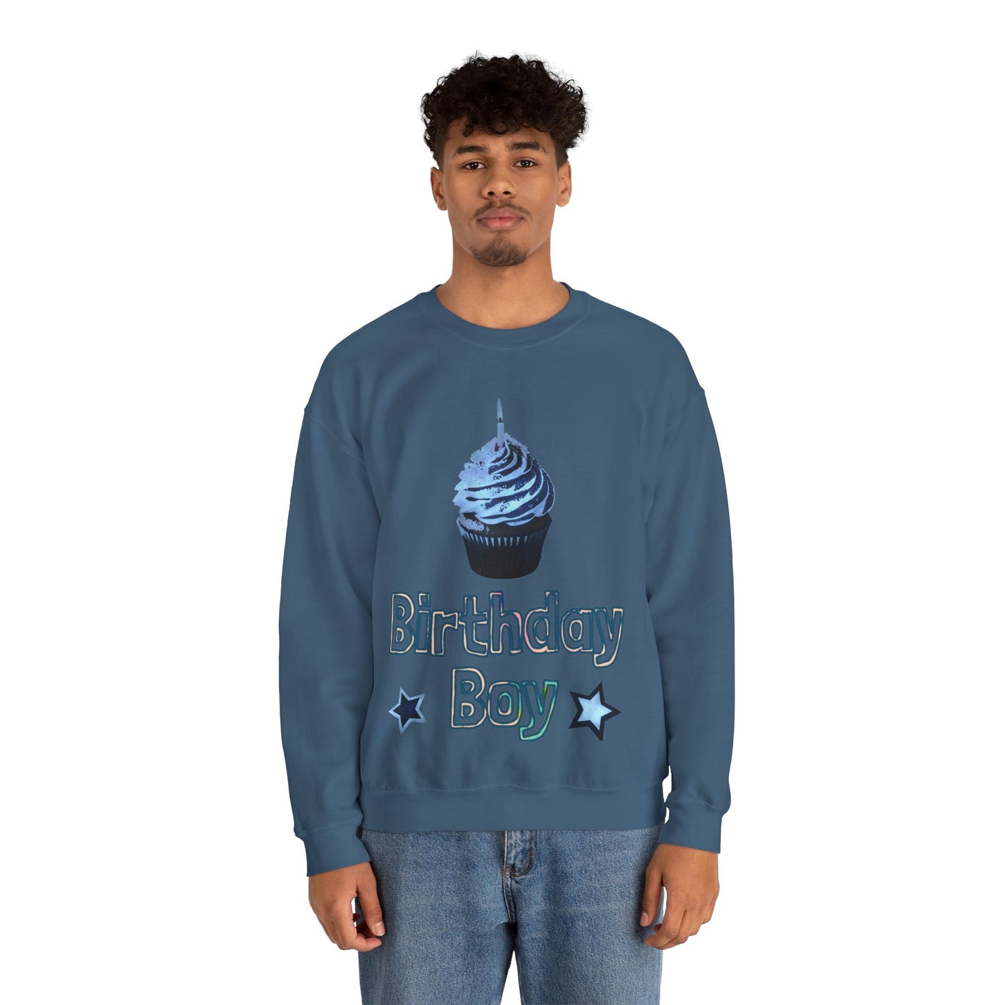 Birthday Boy Blue Cupcake Grunge look Unisex Heavy Blend™ Crewneck Sweatshirt