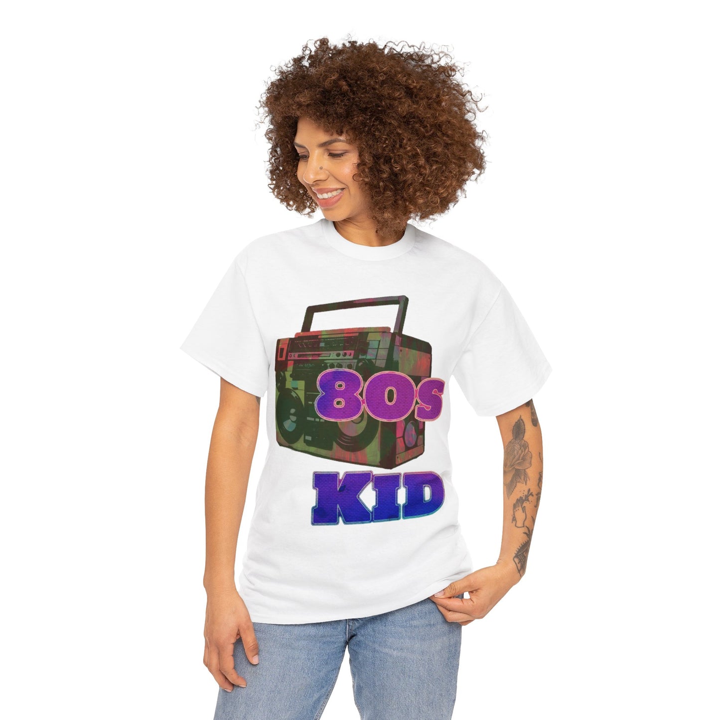 80s Kid Stunning Boombox design Unisex Heavy Cotton Tee