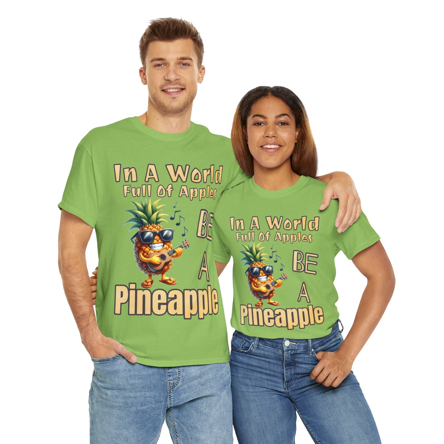 Cool Pineapple Guitar Music Design Unisex Heavy Cotton Tee