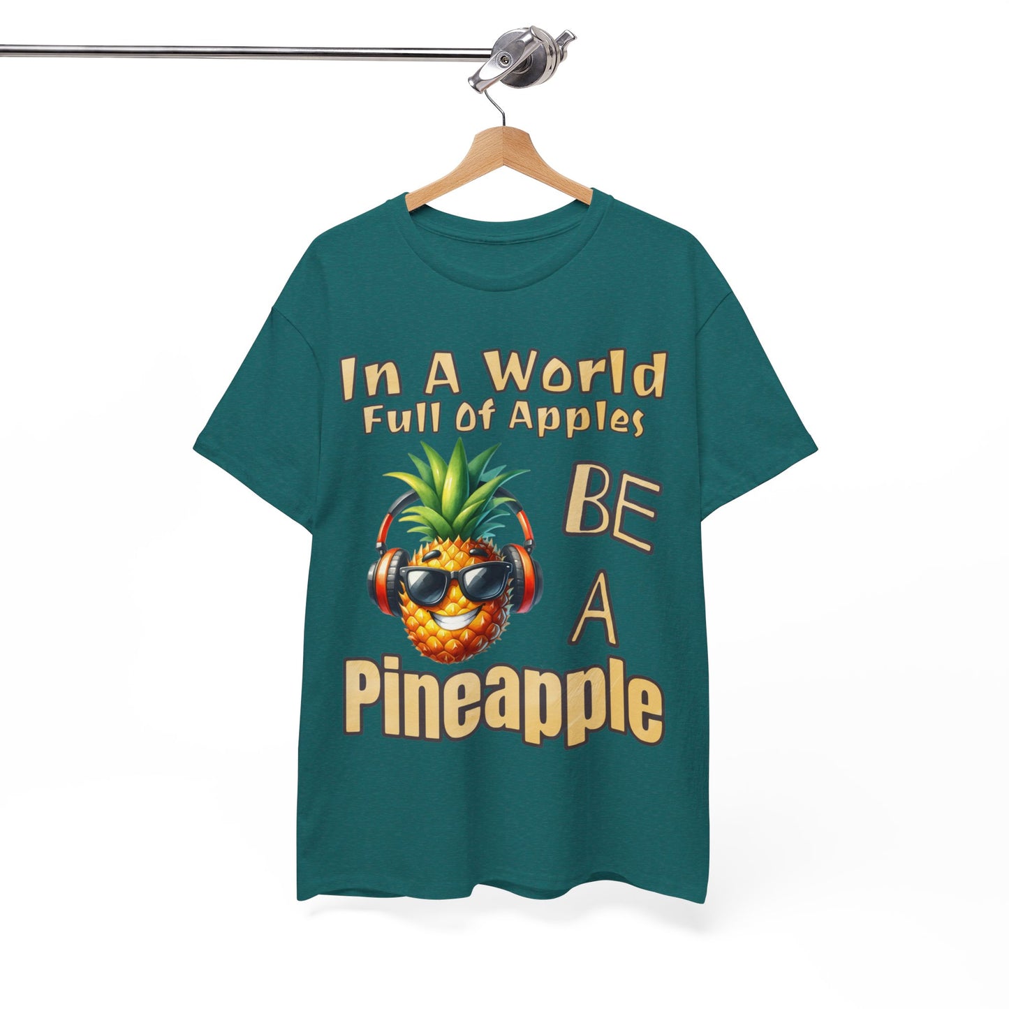 Cool Pineapple Music Headphones Unisex Heavy Cotton Tee