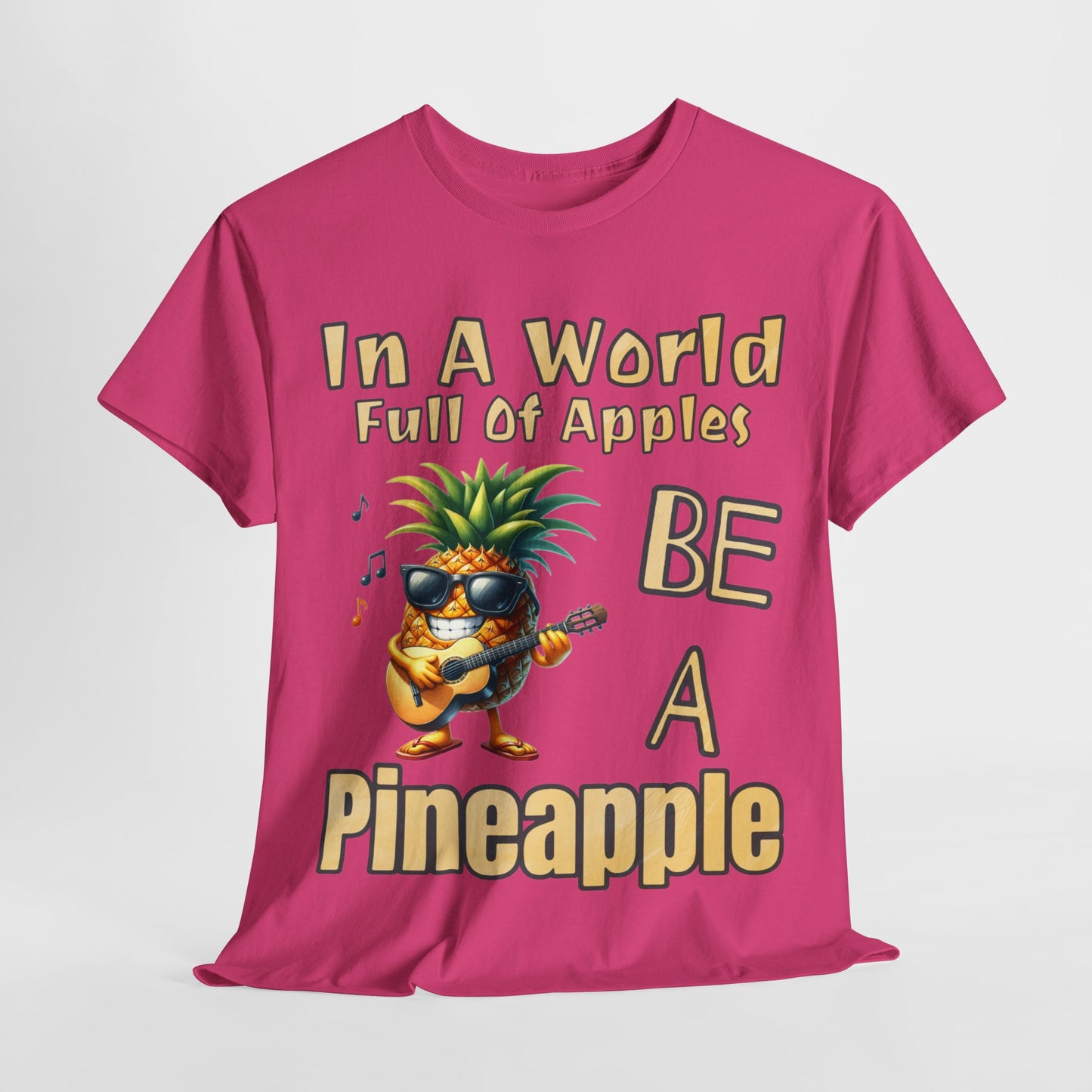 Cool Pineapple Playing Guitar Unisex Heavy Cotton Tee