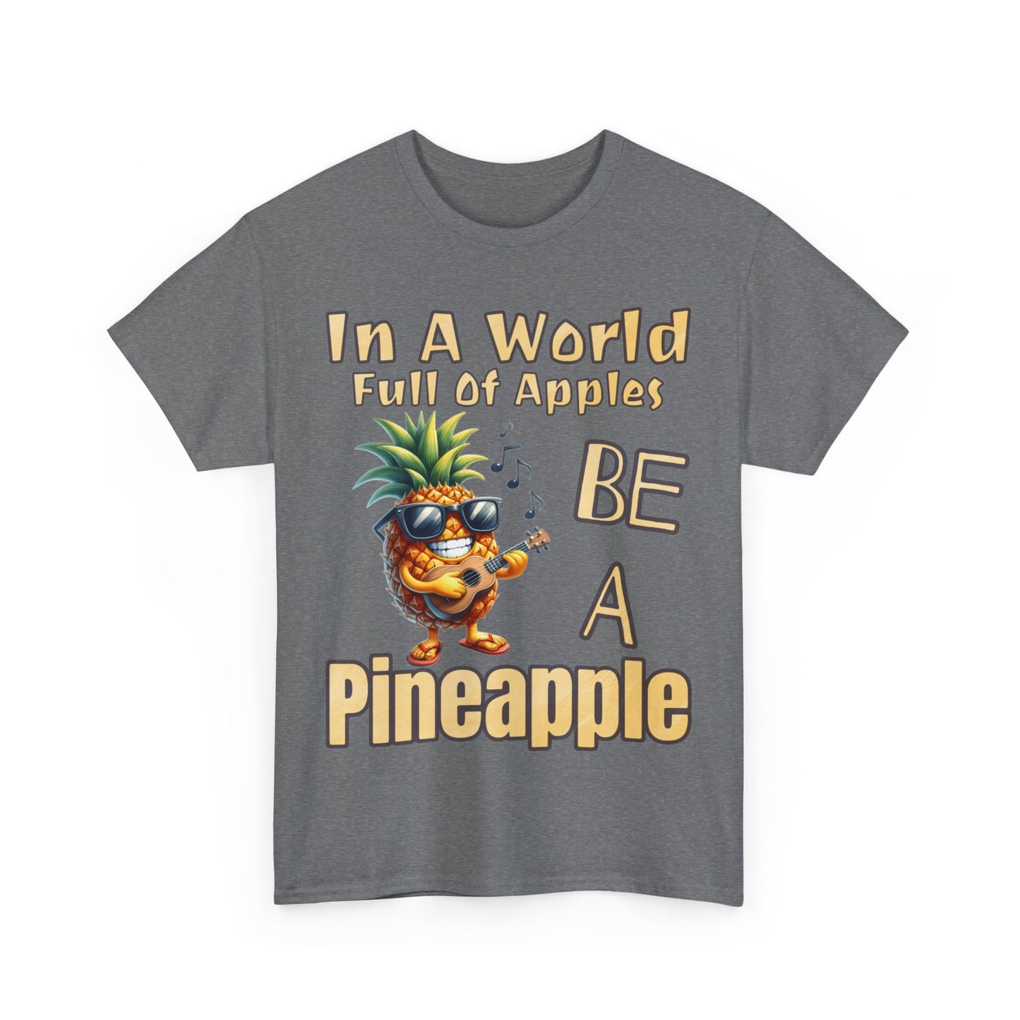 Cool Pineapple Guitar Music Design Unisex Heavy Cotton Tee