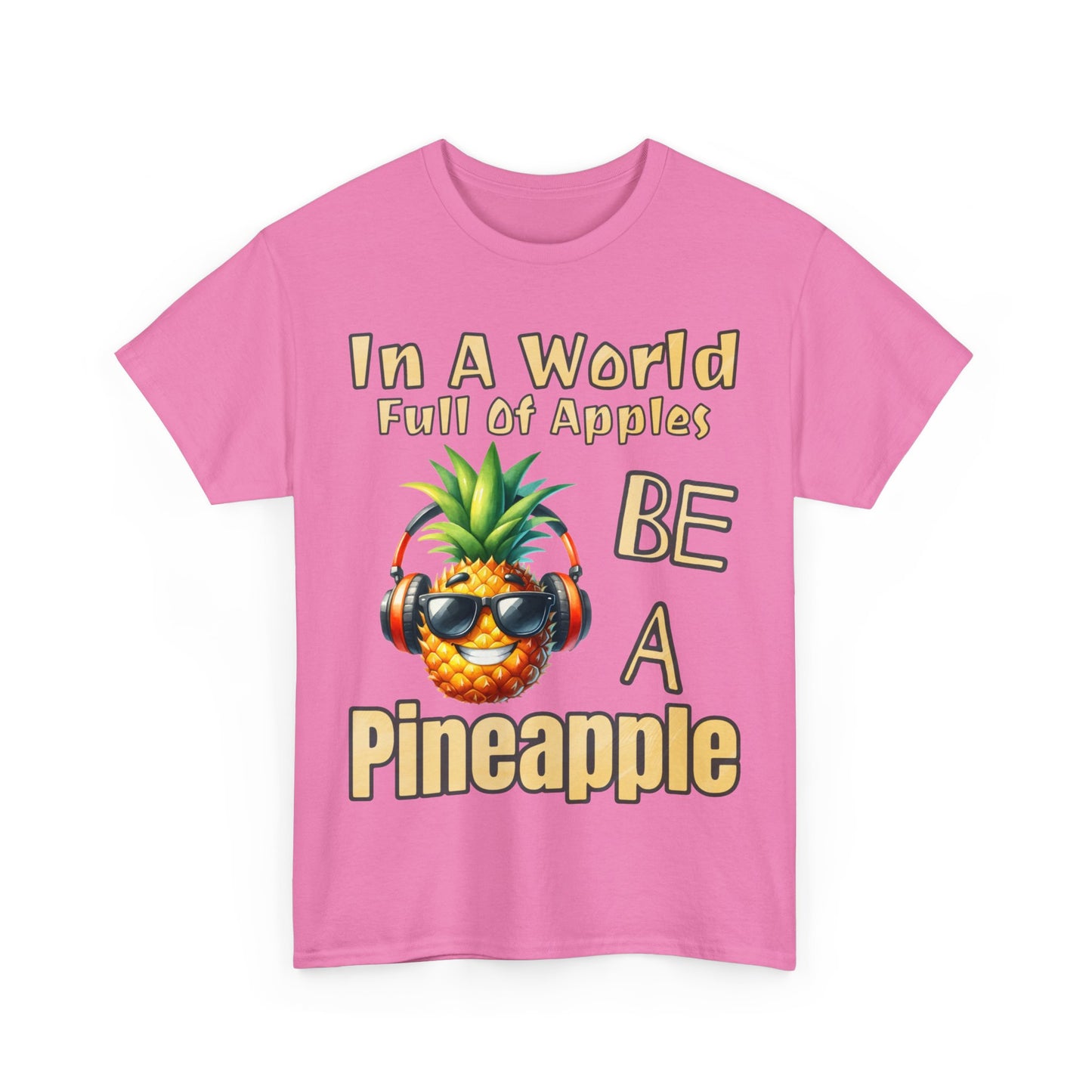 Cool Pineapple Music Headphones Unisex Heavy Cotton Tee