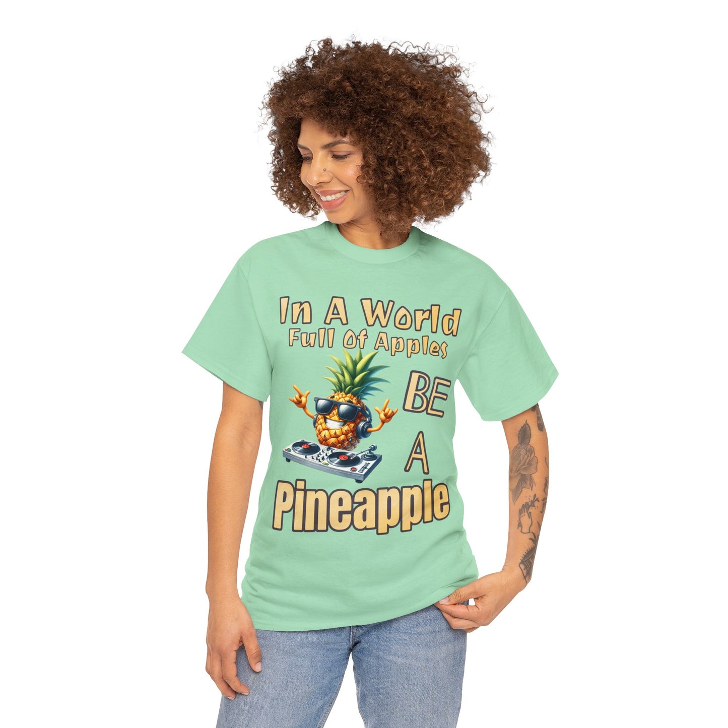 Cool Pineapple DJ Music Decks Unisex Heavy Cotton Tee