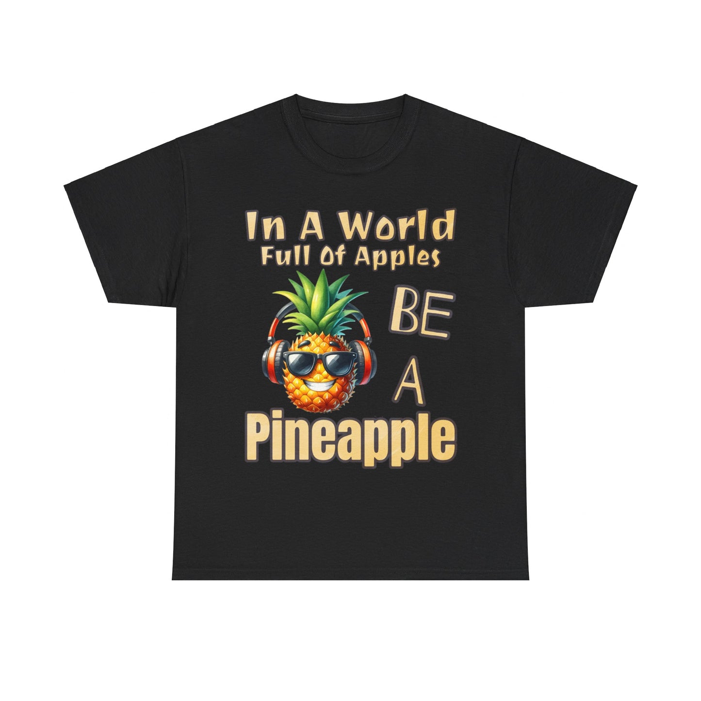 Cool Pineapple Music Headphones Unisex Heavy Cotton Tee