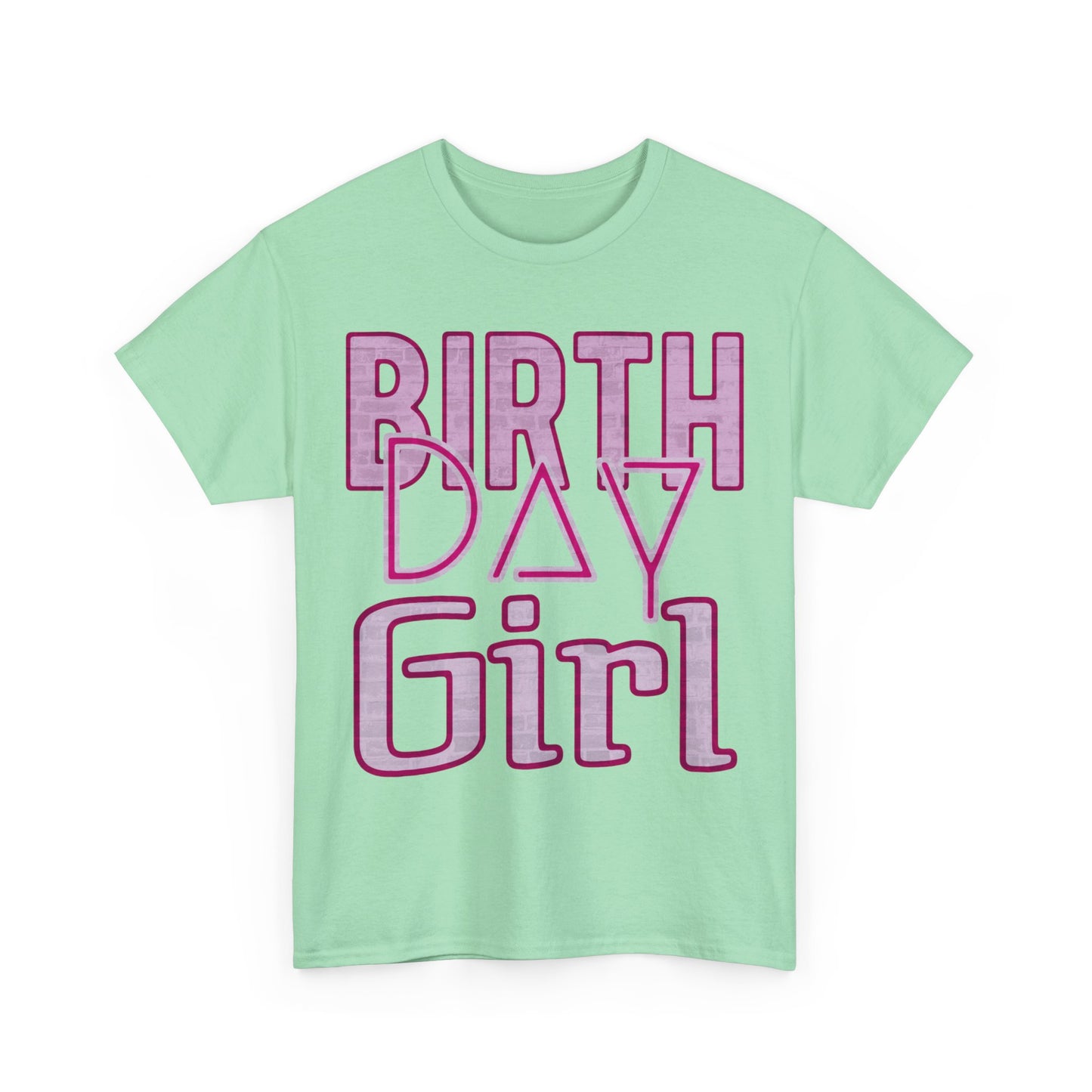 Birthday Girl Pink Brick Wall Grunge Look Unisex Heavy Cotton Tee