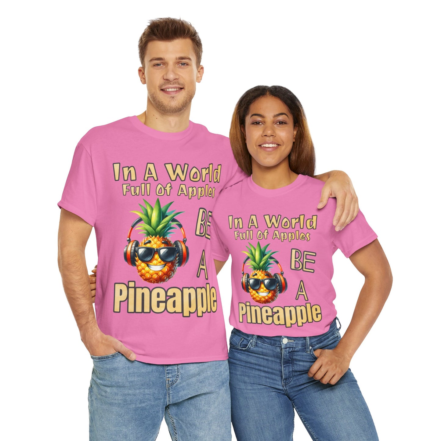 Cool Pineapple Music Headphones Unisex Heavy Cotton Tee