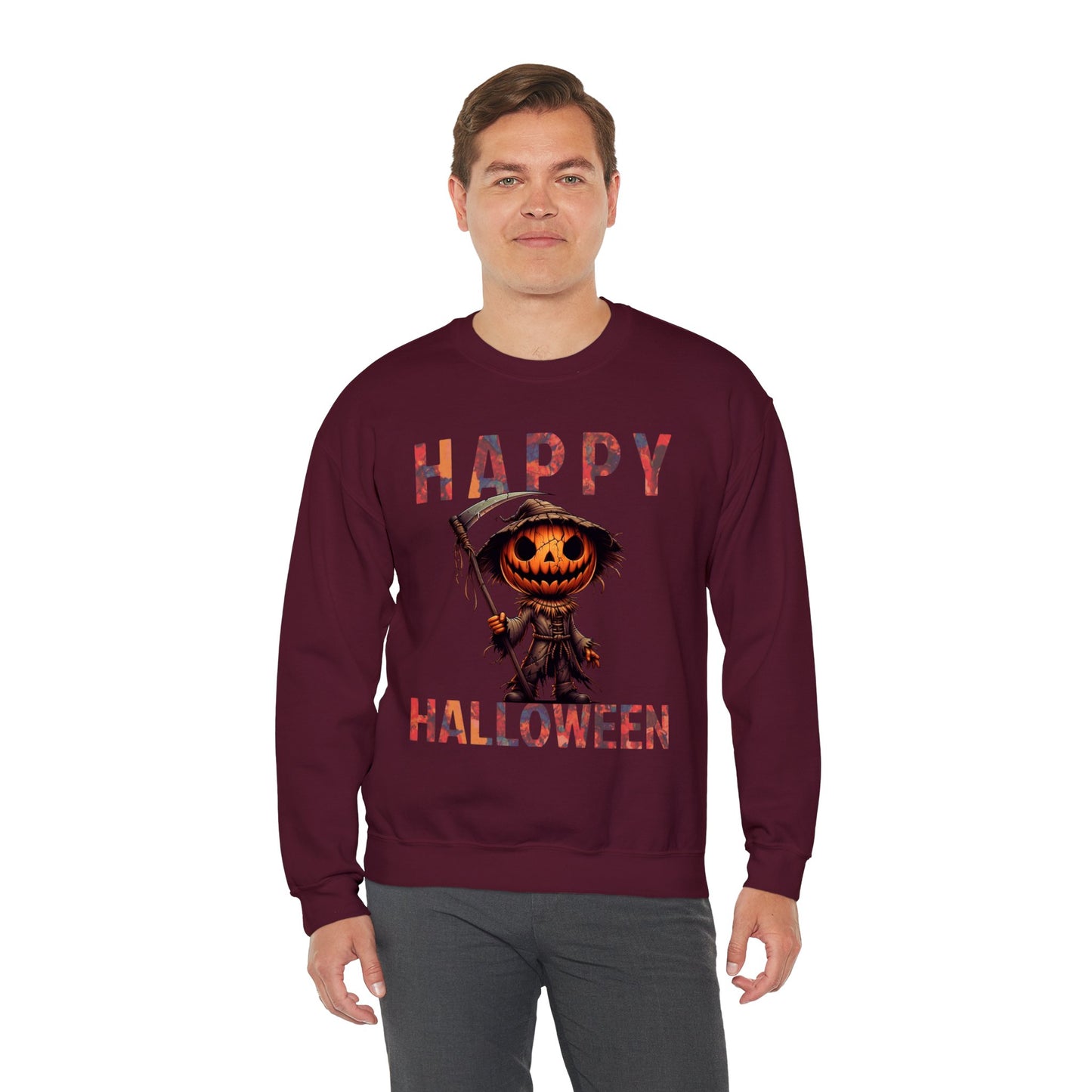 Pumpkin Grim Reaper Scary Creepy Happy Halloween Sweatshirt