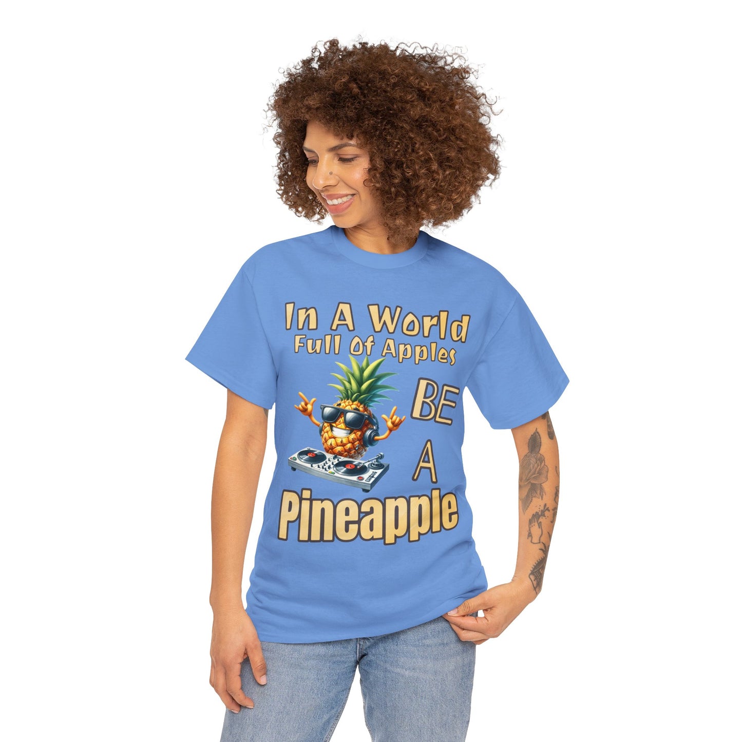 Cool Pineapple DJ Music Decks Unisex Heavy Cotton Tee