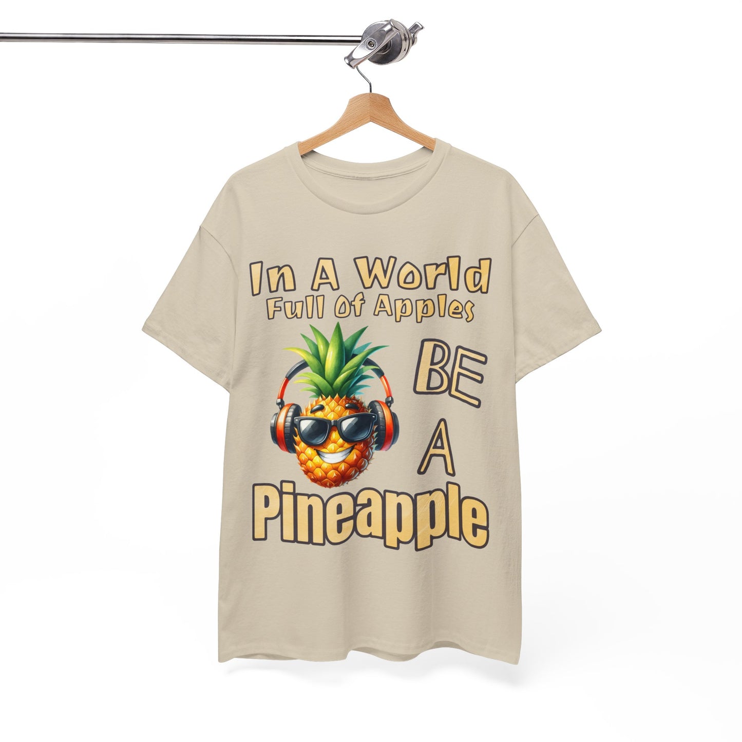 Cool Pineapple Music Headphones Unisex Heavy Cotton Tee