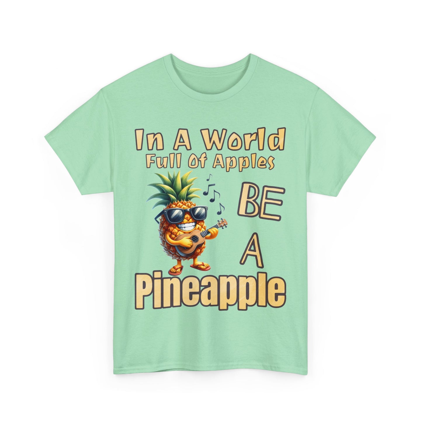 Cool Pineapple Guitar Music Design Unisex Heavy Cotton Tee