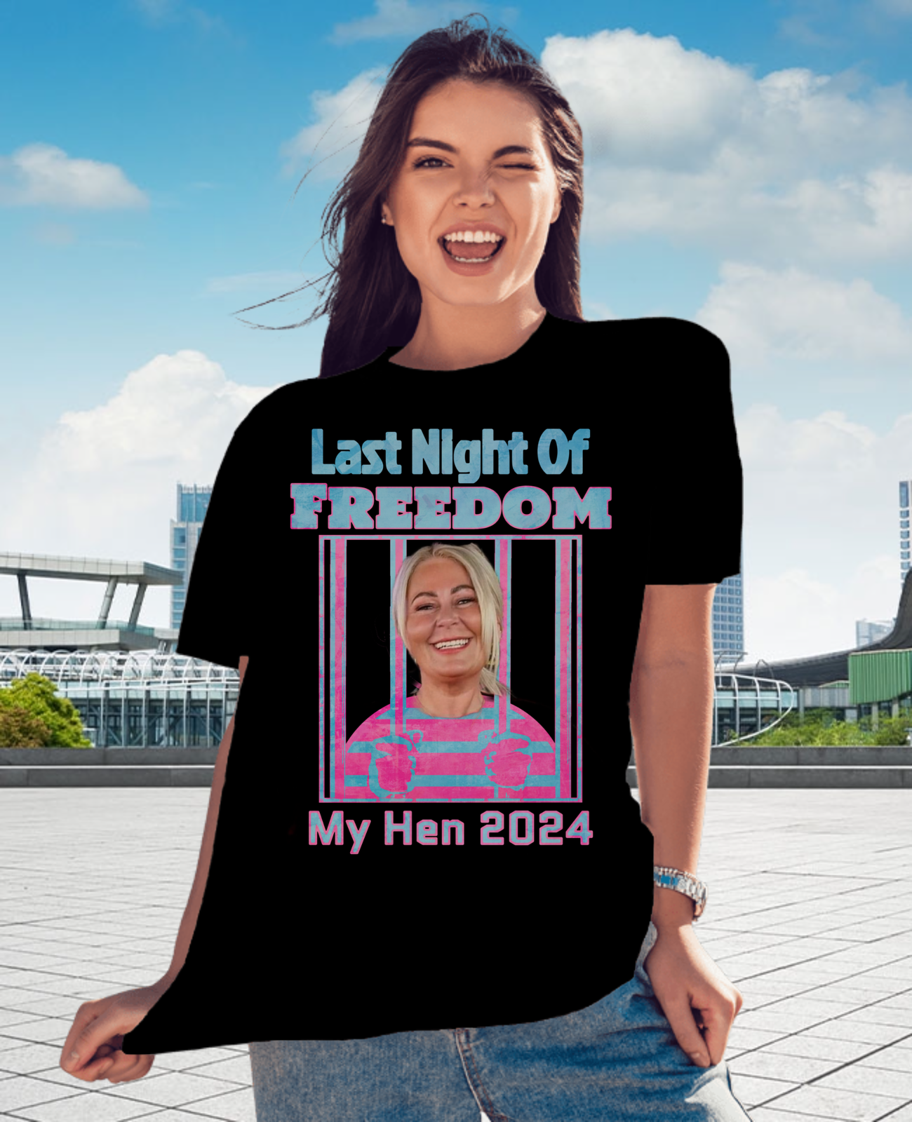 Last Night Of Freedom Hen T-Shirt Unisex Fit Personalised with Photo